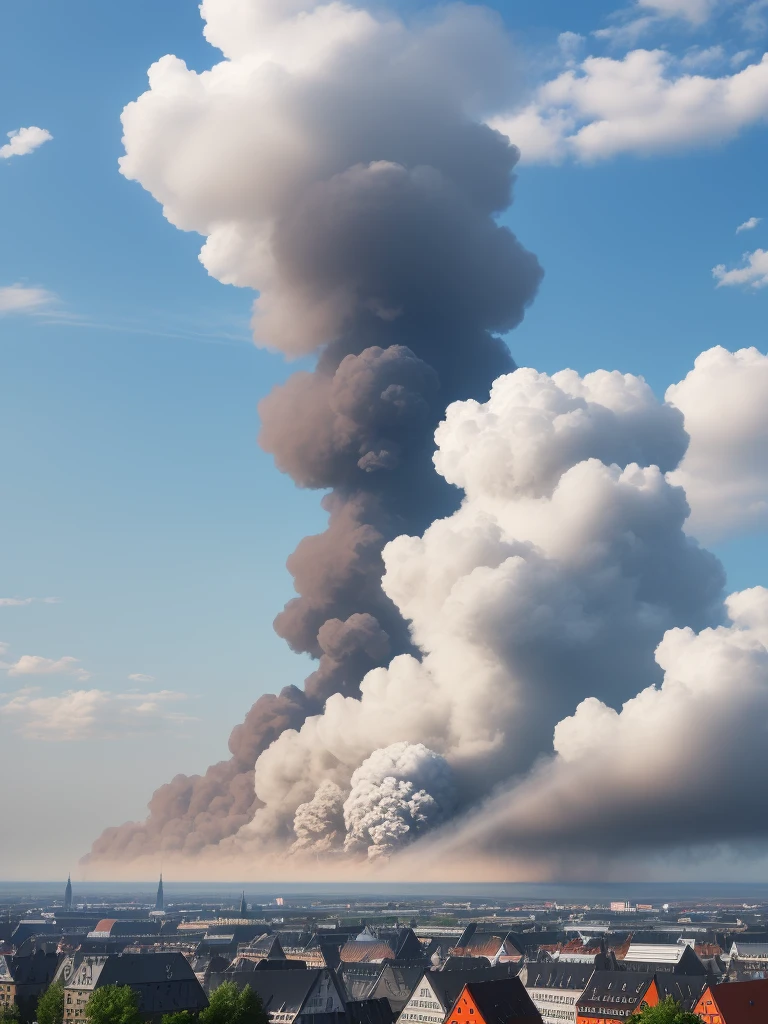 Germany, sending a plume of smoke into the sky