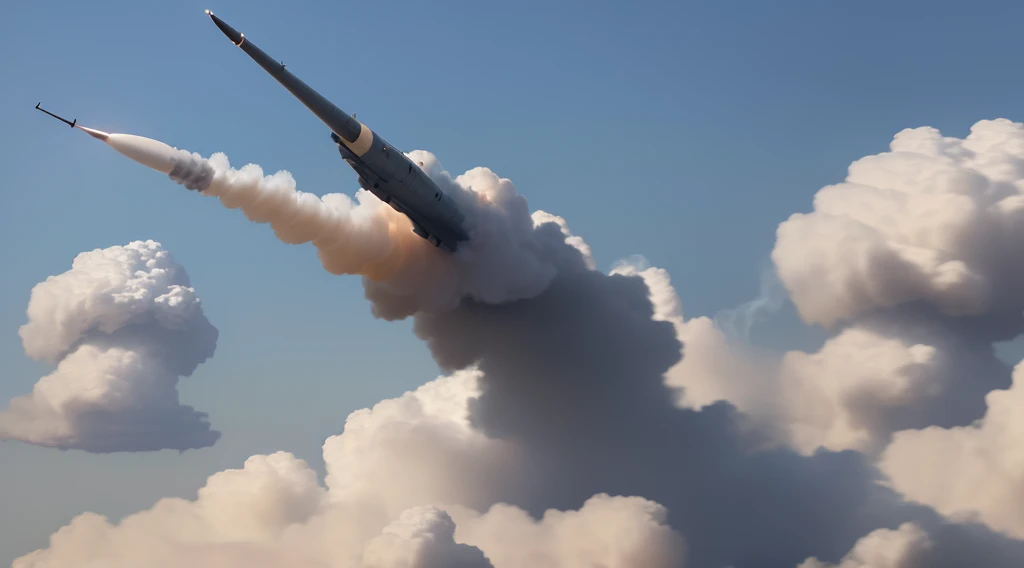 A Russian missile strikes a military base in Germany, sending a plume of smoke into the sky