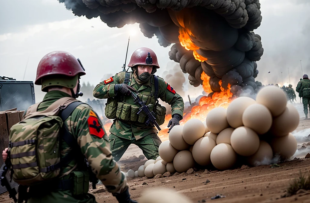 German soldiers scramble to take cover from the Russian attack