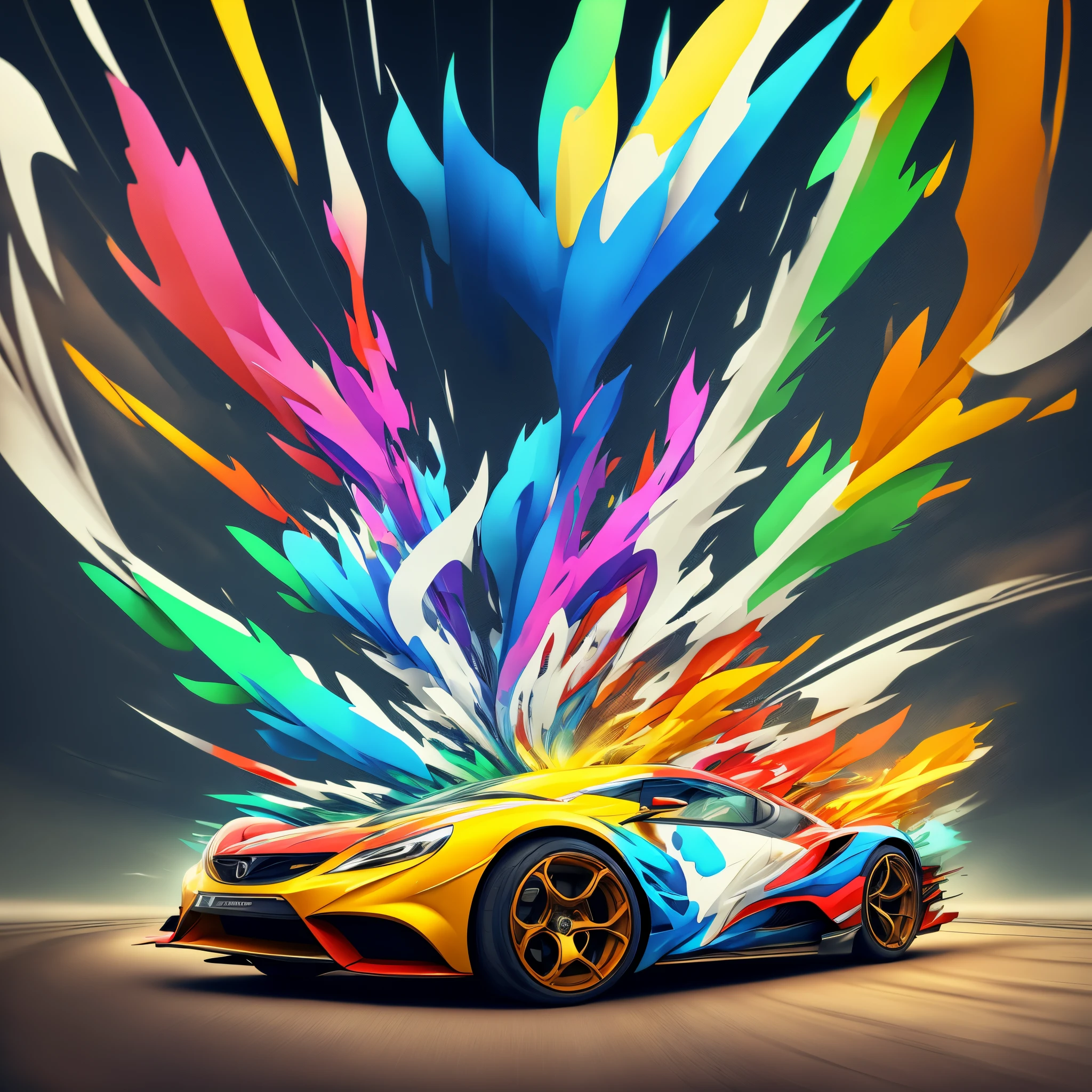 Logo of a colorful car driving fast