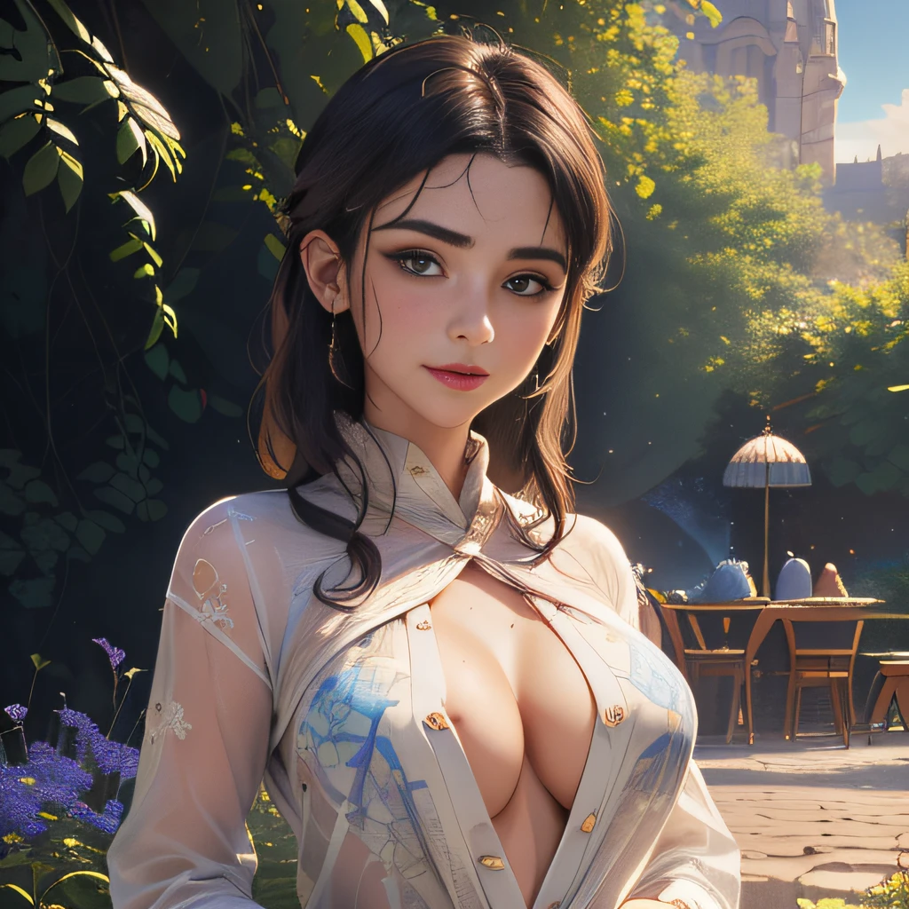 (Extremely detailed 8k wallpaper:2), (photo:2), (25 years old soigne Beautiful girl:2), (gives a lecture to friends:2), detailed (Face and eyes), (hyper realistic:1), (highly detailed:1), (epic realistic:1), rim light, (maximum details:1), cozy, (fullbody:1.3), (looking at viewer:2), (Woman's Attractive Qualities:2), (Attractive Woman:2), (Attractive:2), Smile, Intelligence, Empathy, Gracefulness, Sense of Style, Fitness, Grooming, Optimism, (Sensitivity:2), Sincerity, Romantic Gestures, Playfulness, Fashion Sense, (Sensuality:2), Charm, Modesty, Thoughtfulness, (Femininity:1), Flirtatiousness, Warmth, (Physical attractiveness:2), A beautiful smile, A love of life, strength and power, vulnerability, curiosity, wonder, love, (nature background:2), kawaii, waifu, Beautiful breasts, (attractive body:2), (Beautiful body:2), Beautiful pose, attractive pose, (Beautiful legs:1.0), (Beautiful clothes:1), (classic clothes:2), (elegant clothes:2), (European clothes:2), detailed clothes, (skirt:1), (blouse:1), (provocative pose)