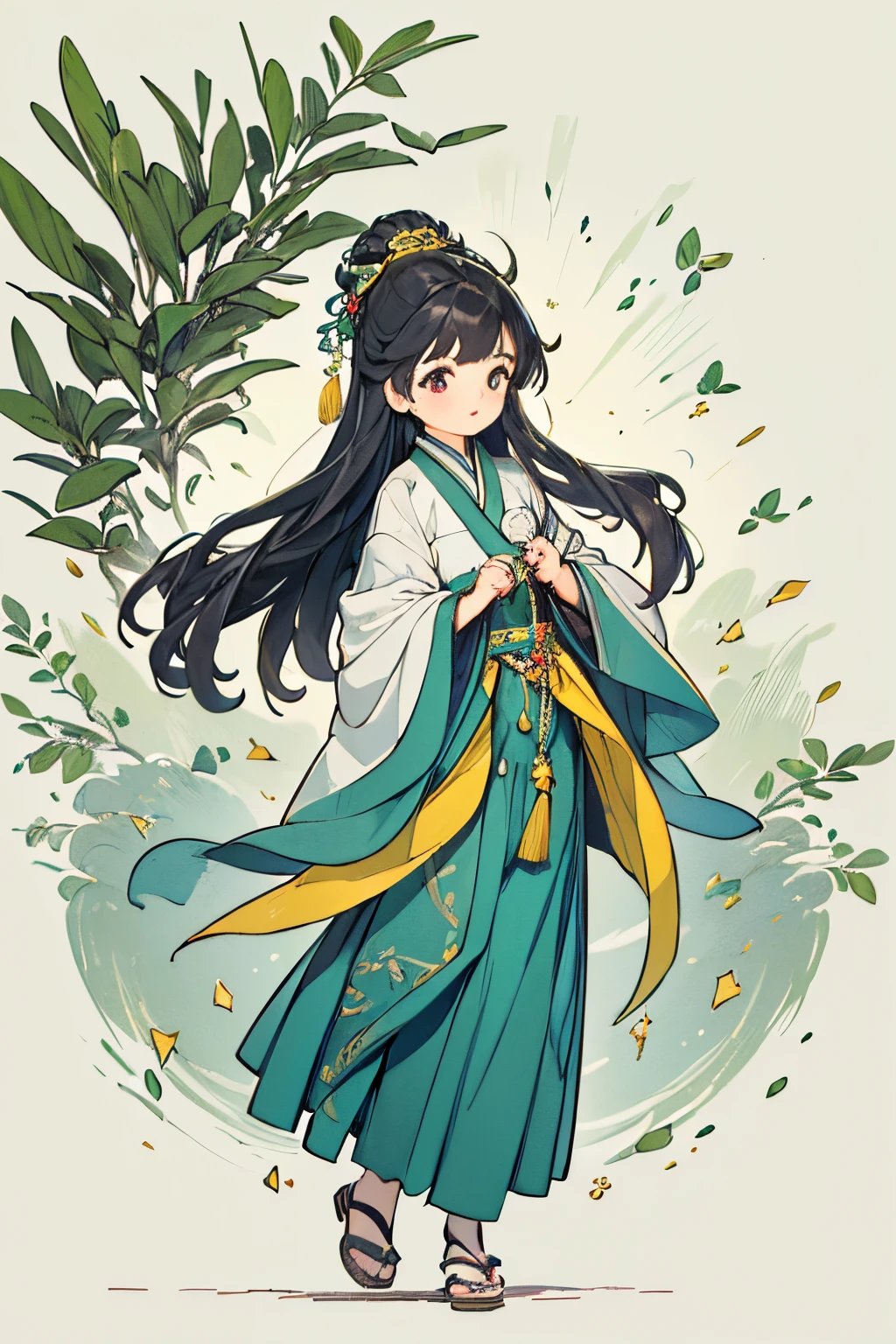 An ancient Chinese beauty, charming temperament, Flowing long skirt, Clear face, Beautiful eyes, Surrounding osmanthus, Perfect body structure proportional masterpiece, super detailed, epic composition, Color tattoo art, New Traditional Tattoo Art, SD Tattoo Design, Color tattoo art, Mysterious, warm and friendly atmosphere, Hyper-Realistic Painting, Super HD, High quality, Highest Quality, 32k --v 6