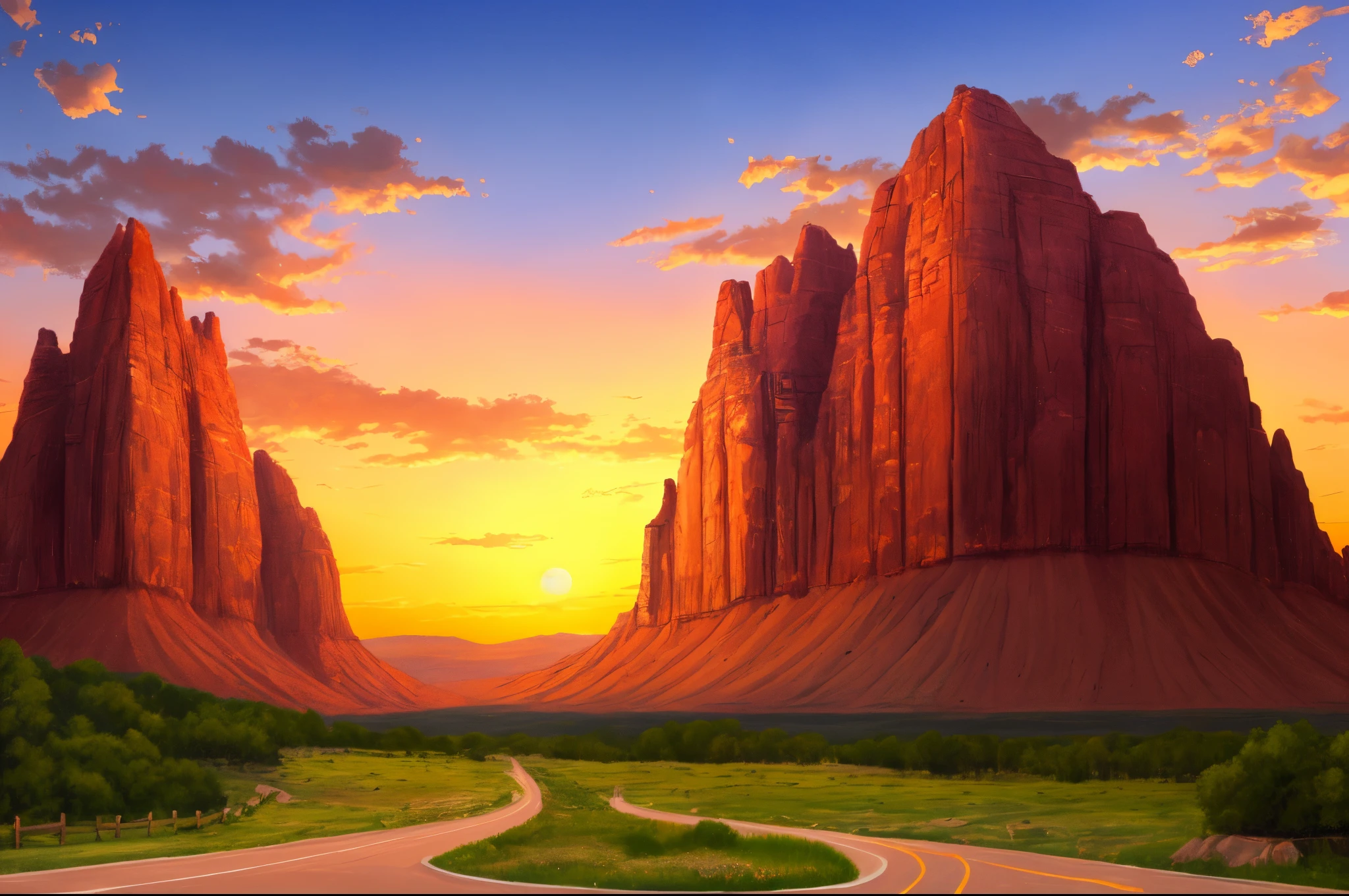 a sunset of a mountain in utah very realistic hd picture not painting