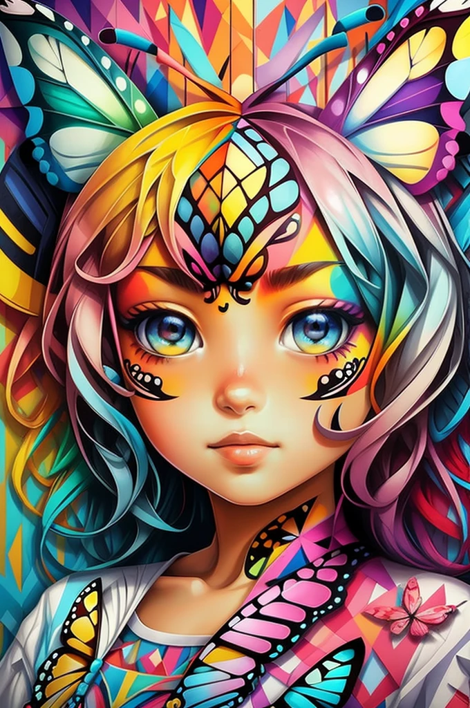 (Butterfly), Eduardo Kobra padding ,wall PORTRAIT geometric multidimensional, art, chibi,
yang08k, beautiful, colorful,
masterpieces, top quality, best quality, official art, beautiful and aesthetic,