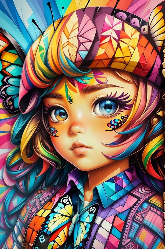 (Butterfly), Eduardo Kobra padding ,wall PORTRAIT geometric multidimensional, art, chibi,
yang08k, beautiful, colorful,
masterpieces, top quality, best quality, official art, beautiful and aesthetic,