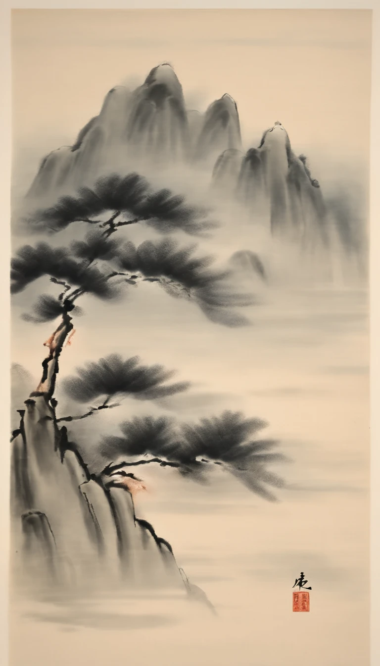 Chinese figure landscape painting,Ink painting and watercolor,larger ancient figures,The scholar,Lao Tzu,disciple,ink,Faraway view,Ultra-wide viewing angle,meticuloso,Low saturation in distant view,low-contrast,Beautifully depicted,Acura,Works of masters,tmasterpiece