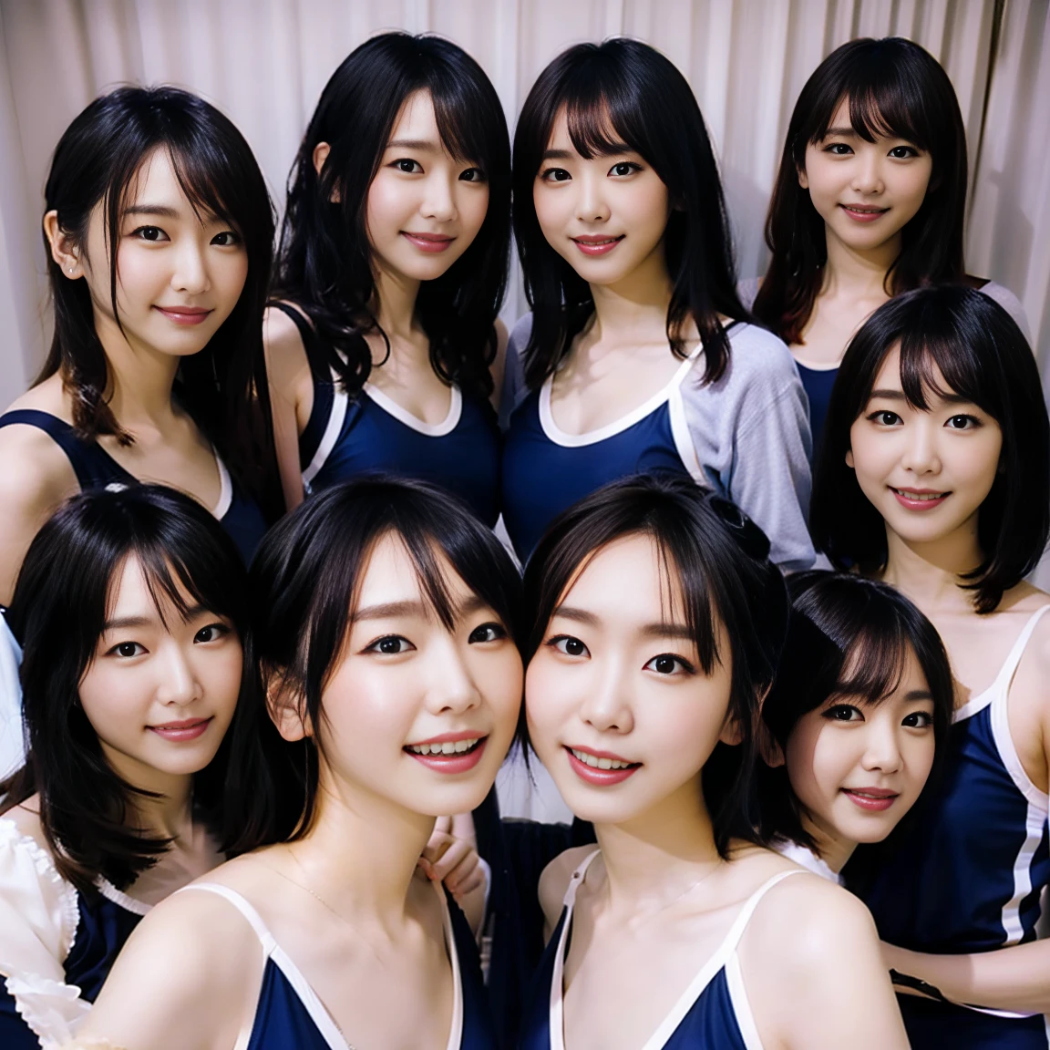 a picture、group picture,5girls,14years、Navy blue school swimsuit、a smile、huge tit、chum、The same face、same person、gakki,arn670w