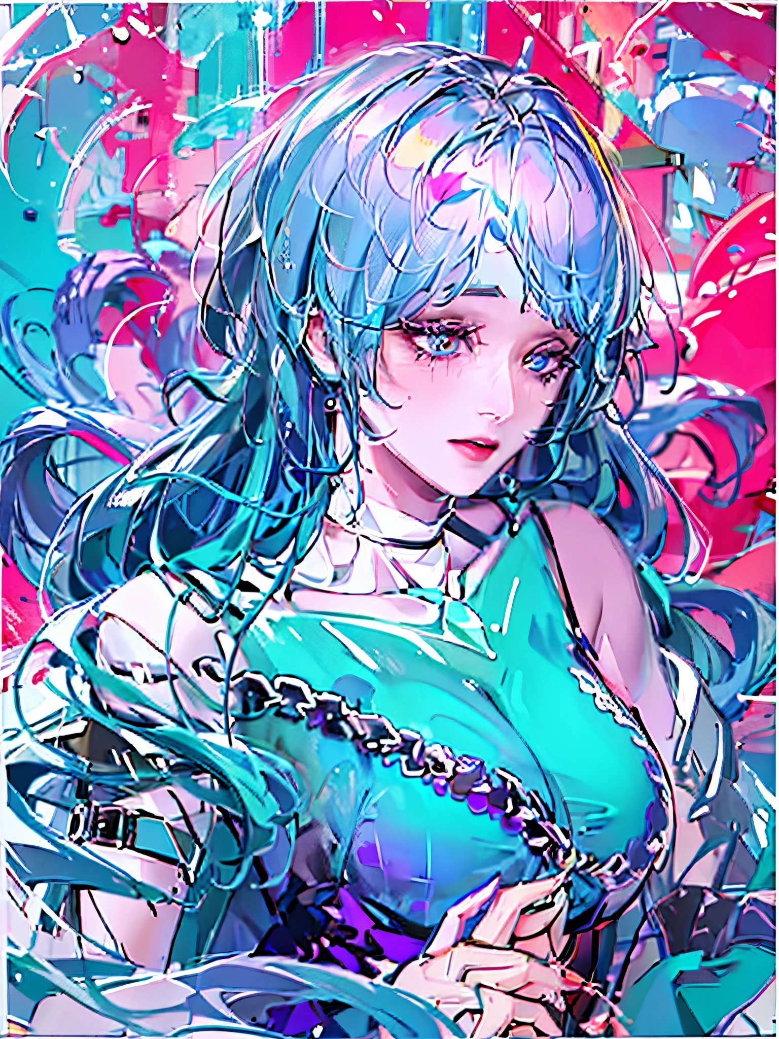 "(best quality,highres:1.2),ultra-detailed,(realistic:1.37),lifestyle scene,(portrait,anime),(full color:1.1),(cyan hair:1.1),(lingerie clothes:1.1),vibrant colors,soft lighting,nature background"