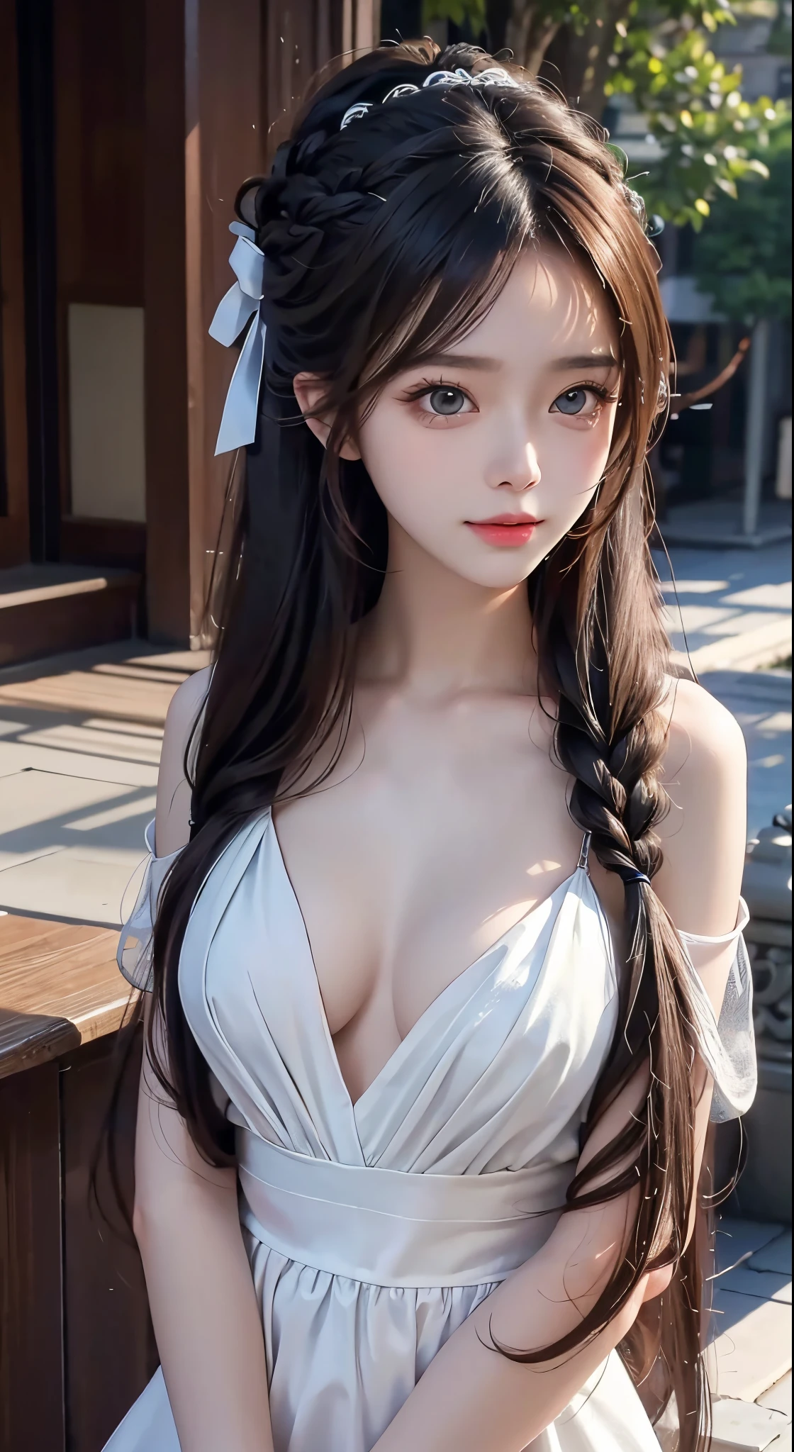 8K Ultra HD, masutepiece, Best Quality, beautiful Girl, Long hair, Impressive hairstyle, beautiful hair decoration, girl, ssmile, A sexy, lighting like a movie