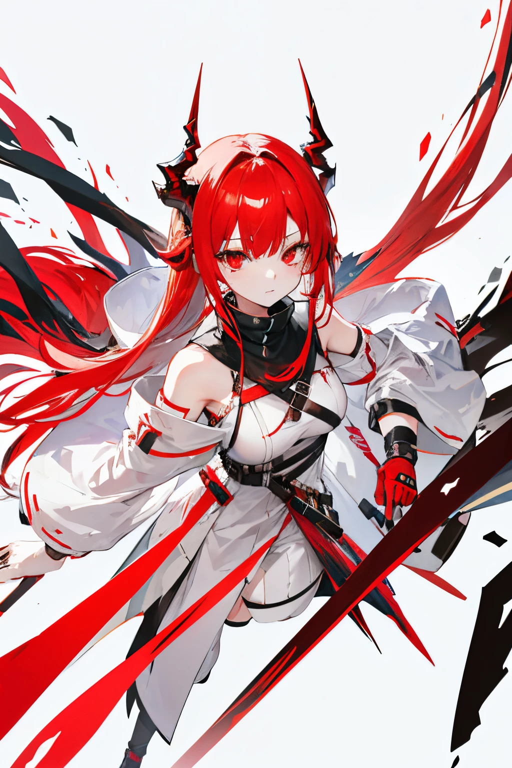 Girl with red horns, white colored hair, red eyes, arknights, name is W