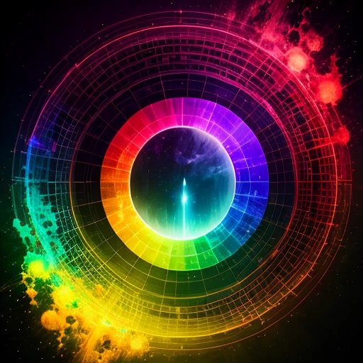 A portal in the universe with the colors of the rainbow