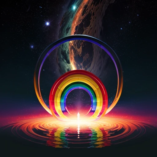 A portal in the universe with the colors of the rainbow