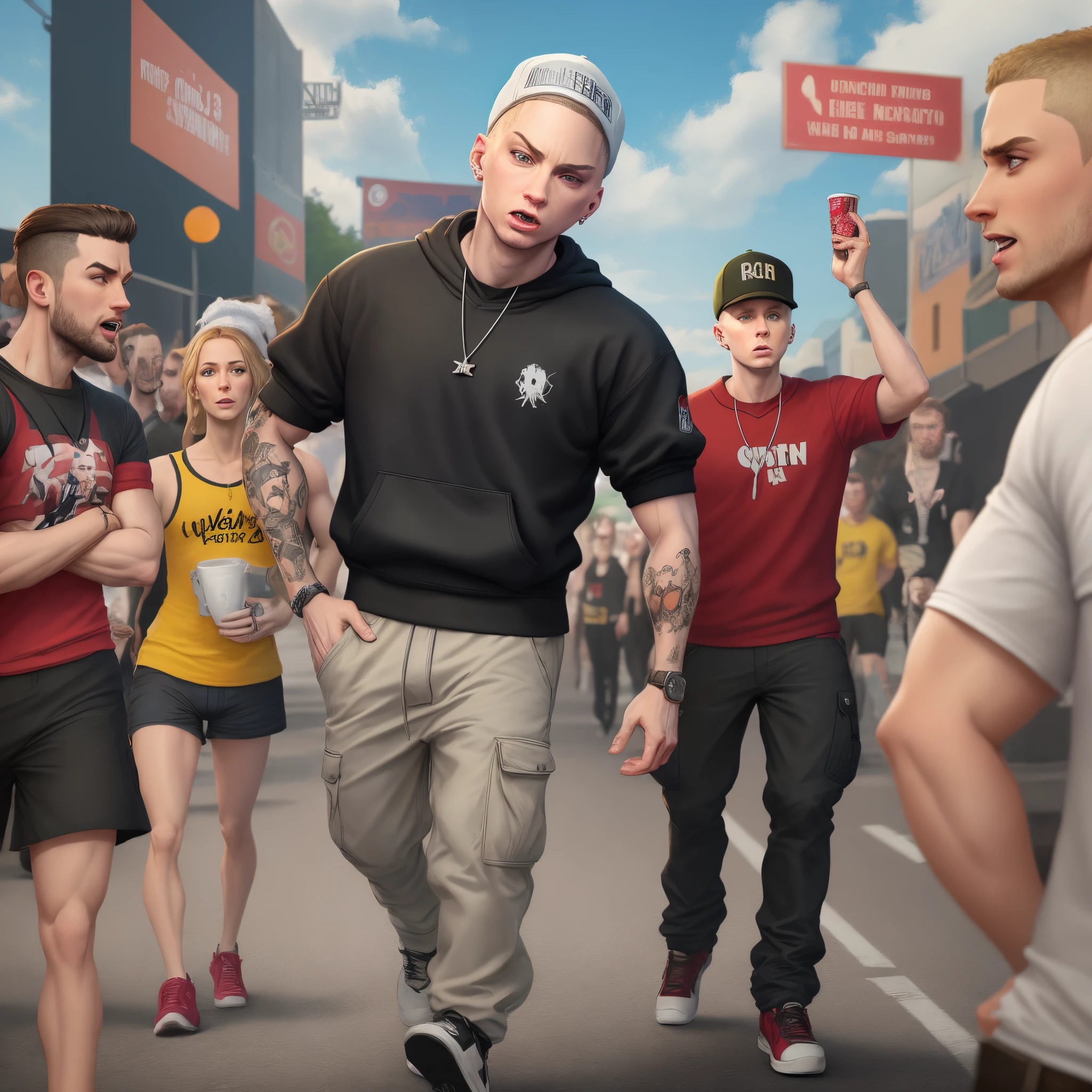 Eminem as a 3rd art crtoon 8k quality with real détaille