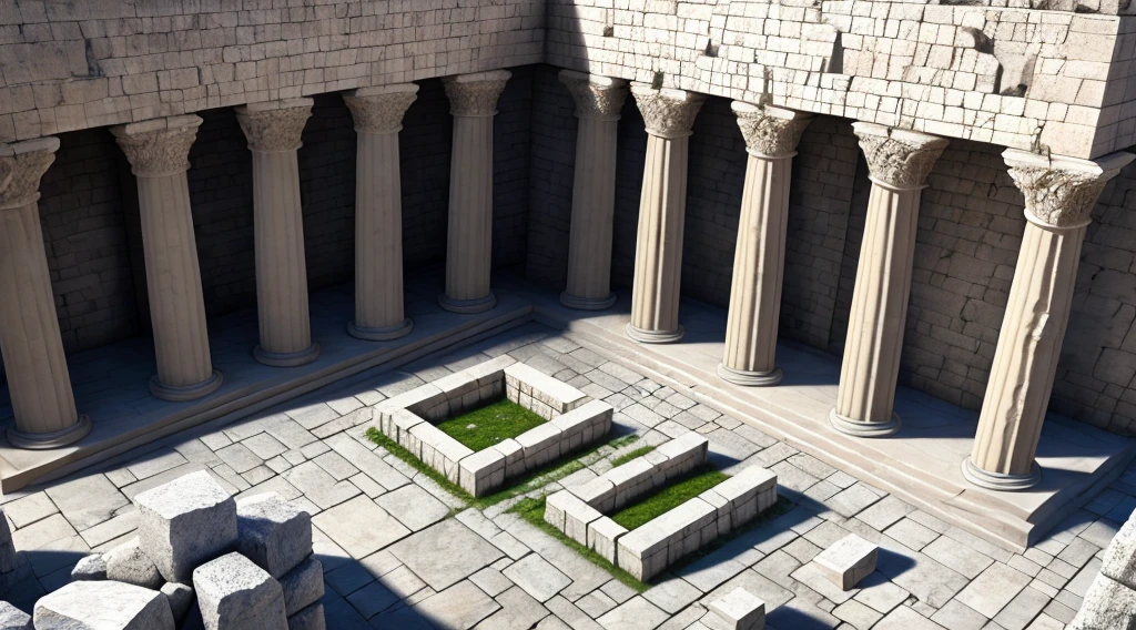 A cinematic angle of Solomon’s temple in Jerusalemduring the year of 958 b.c., ultra detailed, highest resolution, 8k hyper realistic, detailed stone work, perfect craftsmanship, megalithic stone foundations, perfect granite carved megalithic stone structures,