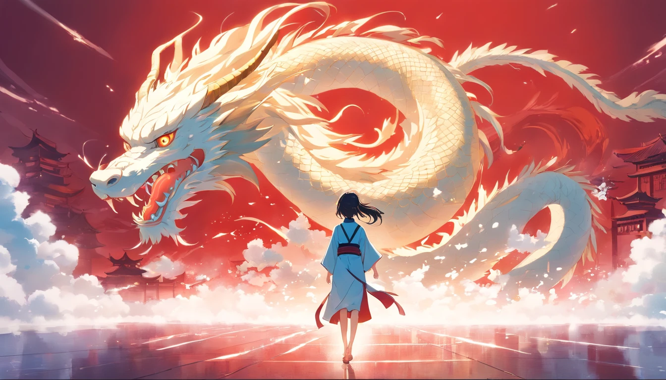 tmasterpiece、(Red background:1)、Chinese dragon made of white jade、number art、indoor light and shadow、simply white background、thin fog、Divine aura、long wavy body、bucktooth、upper part of body、Fantastical、ventania、Mito、high high quality、The content is very detailed、tmasterpiece、epic、particle effect、Dynamic effects