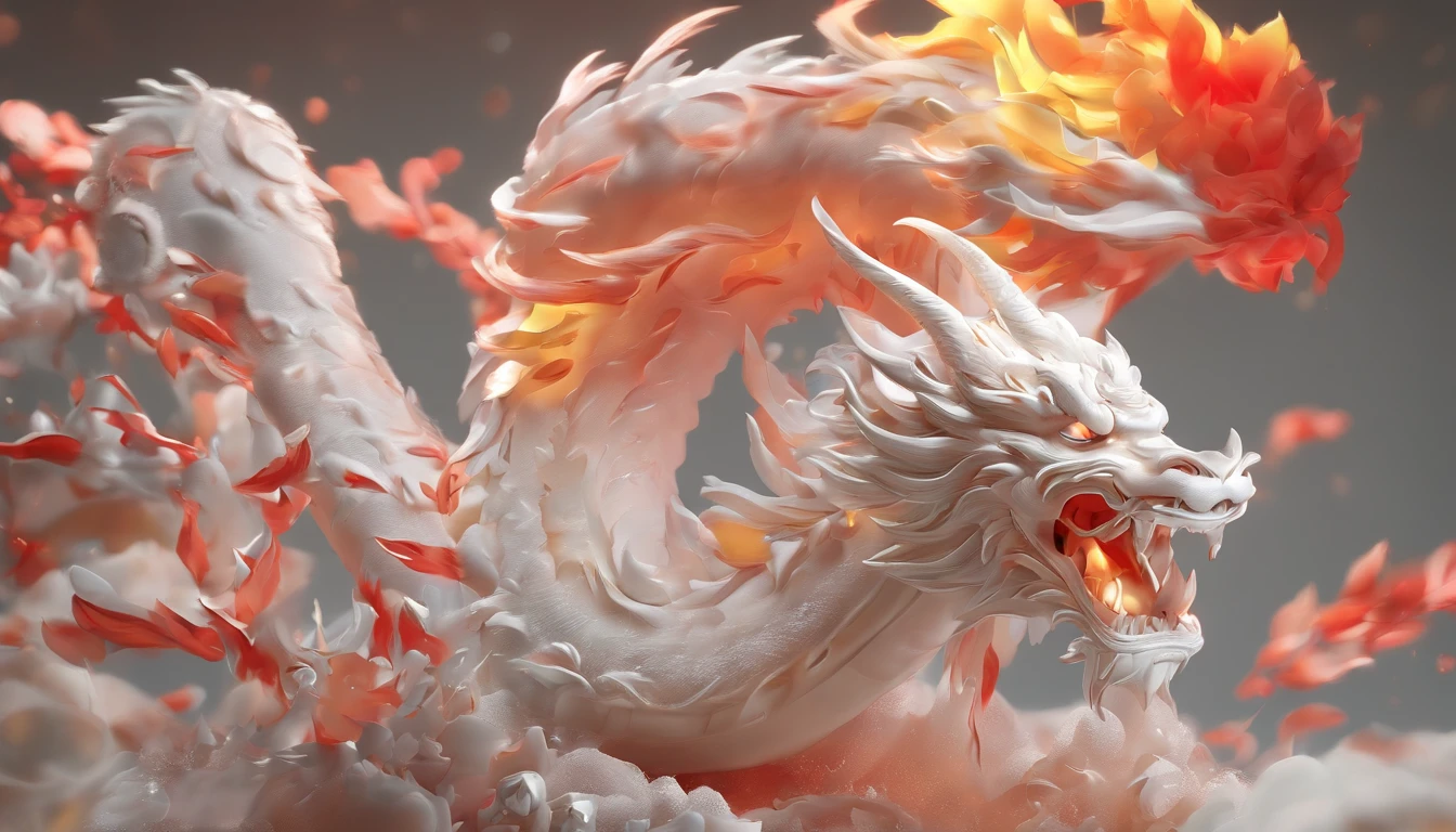 tmasterpiece、(fundo vermelho:1)、Chinese dragon made of white jade、number art、indoor light and shadow、simply white background、thin fog、holy halo、long wavy body、buck teeth、Upper part of the body、dream-like、ventania、Mito、high high quality、The content is very detailed、tmasterpiece、epic、particle effect、Dynamic effects