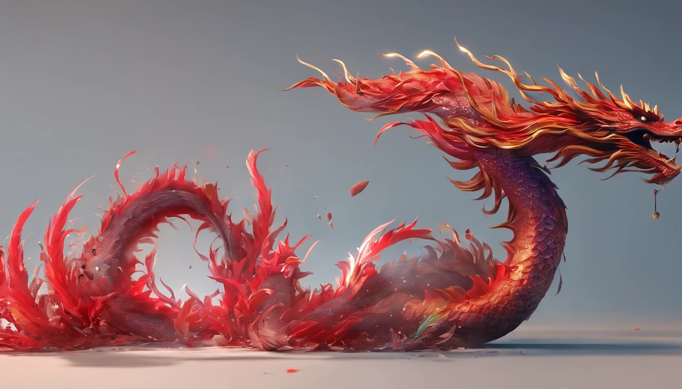 tmasterpiece、(fundo vermelho:1)、chinesedragon、Ink painting、light and shadows、simply white background、thin fog、holy halo、long wavy body、bucktooth、Upper part of the body、like a dream、ventania、Mito、high high quality、The content is very detailed、tmasterpiece、epic、particle effect、Dynamic effects