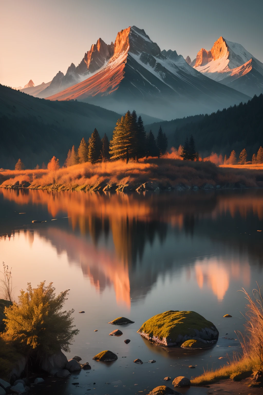 Highly detailed outdoor nature landscape, a sense of silence and calmness amongst the chaos, silence the mind, breathtaking, inspired by the style of Ken Duncan well known as the pioneer of landscape, in making use of dodging and burning to edit a landscape image