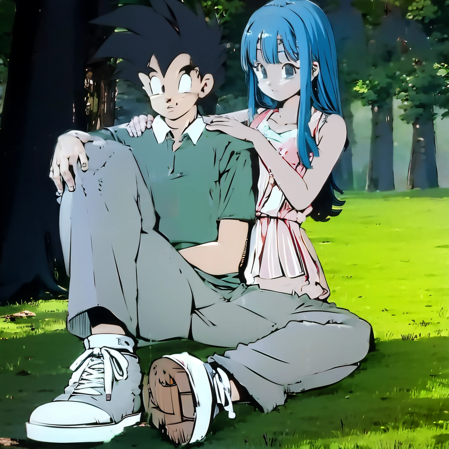 Couple sitting under the tree