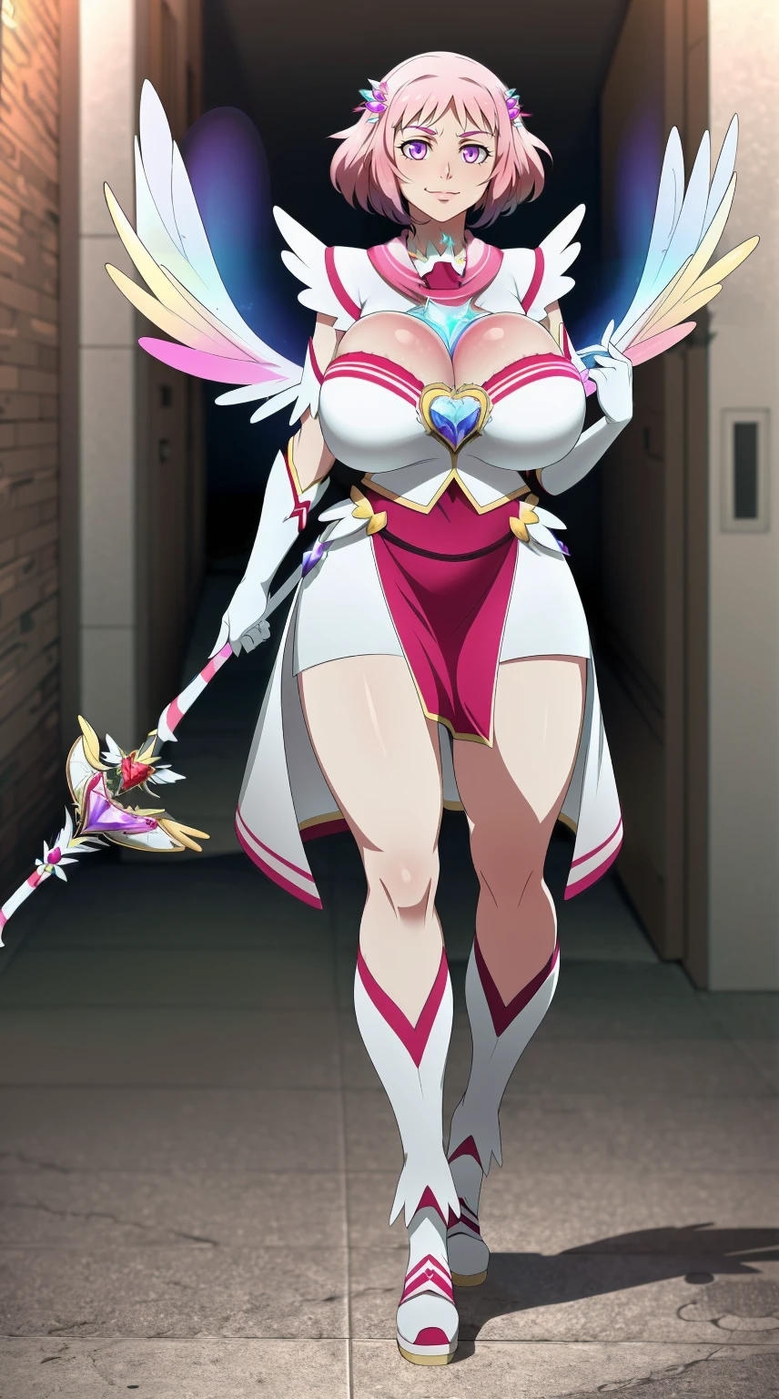 masterpiece, best quality, indoors, mamikafairy, 1girl, solo, looking at viewer,, hand arms full body,boots, standing,cute,breast, curvy, female,fantasy goddess,there is a cartoon picture of a woman with a very large breast, glowing divine being, glowing holy aura, inspired by Luma Rouge, the non-binary deity of spring, ethereal rainbow nimbus, the butterfly goddess of fire, inspired by Mariel, glowing aura around her, astral wind, as the goddess of the saturn, “uwu the prismatic person, big breast, serious, beautiful eyes, , full body, , long robe, long dress, ,priestess ,holy, smile, god rays, ray tracing, sparkle, cinematic lighting, UHD, retina, masterpiece, ccurate, anatomically correct, textured skin, super detail, high details, high quality, award winning, best quality, highres, 1080P, HD, 4K, thunder aura, light aura,full, snak staff,closed mouth, huge breast, curvy, bimbo, standing, heroic, pose, background ruin of a misterios city,UHD, retina, masterpiece, ccurate, anatomically correct, textured skin, super detail, high details, high quality, award winning, best quality, highres, 1080P, HD, 4K, sun aura
