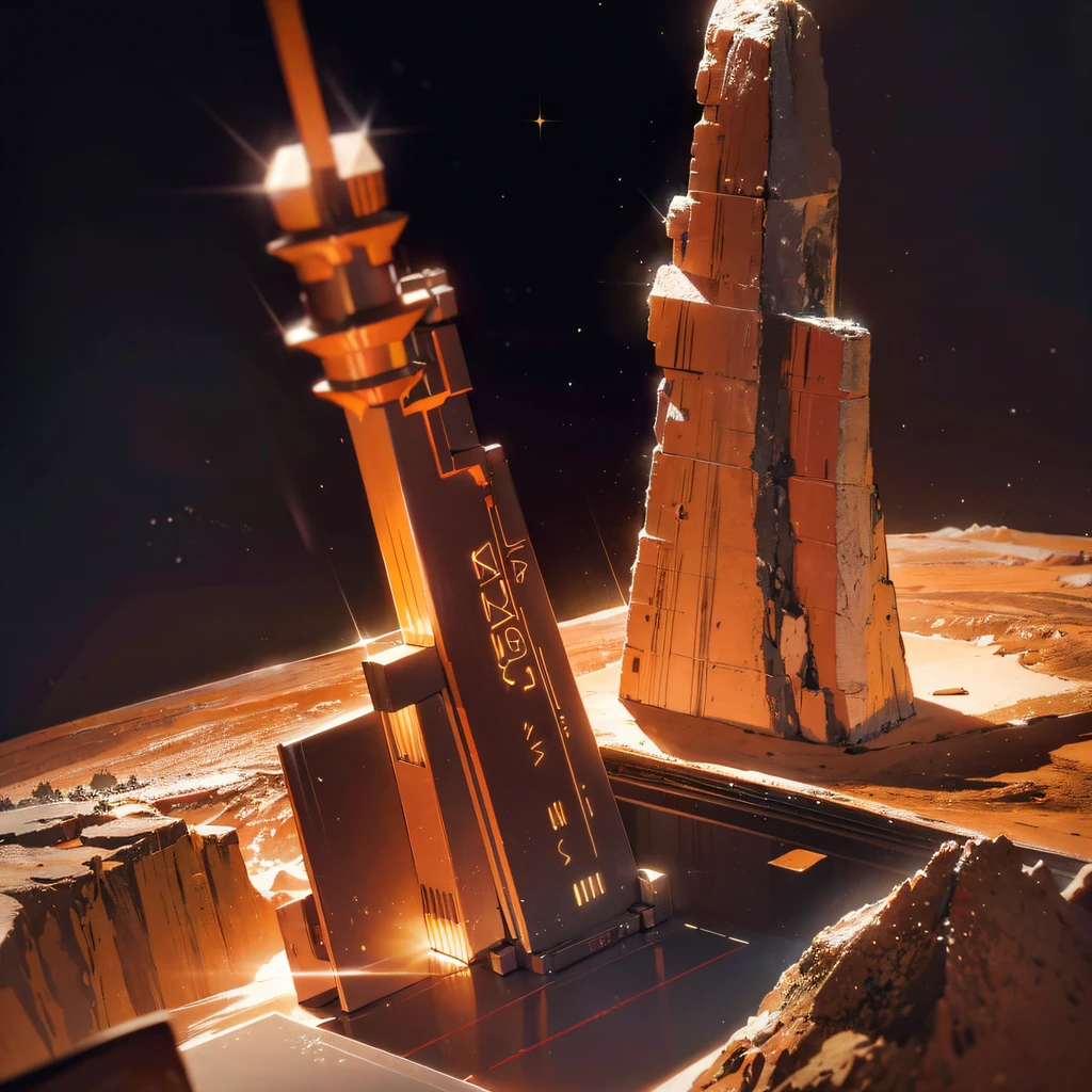 The Great Rift Valley region of the Martian Mo River alluvial plain,Rock Sugar Onyx nuclear-powered command gunboat Black Gold Cruiser Tower Snow Red Marble Glow Space Station 1:3 Models,starrysky,Cyberpunk art of a,Rembrandt light,Detail portrayal,macro shot,surface reflection,high definition detail,Dingdall effect,Light and shadow intensification,The light shines,particle fx,3D modeling,Surface reflected light,detail-rich,The texture is delicate,Strong visual impact,Hyper-detailing,A high resolution,high saturated,Ray traching,Light and shadow effects,16K smooth,A high resolution