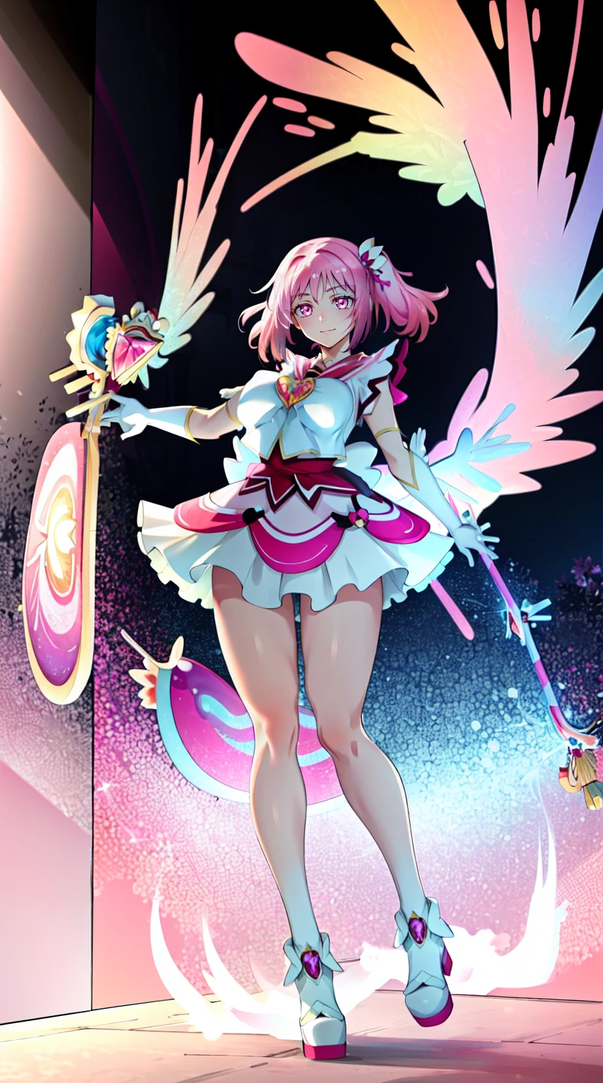masterpiece, best quality, indoors, mamikafairy, 1girl, solo, looking at viewer,, hand arms full body,boots, standing,cute,breast, curvy, female,fantasy goddess,there is a cartoon picture of a woman with a very large breast, glowing divine being, glowing holy aura, inspired by Luma Rouge, the non-binary deity of spring, ethereal rainbow nimbus, the butterfly goddess of fire, inspired by Mariel, glowing aura around her, astral wind, as the goddess of the saturn, “uwu the prismatic person, big breast, serious, beautiful eyes, , full body, , long robe, long dress, ,priestess ,holy, smile, god rays, ray tracing, sparkle, cinematic lighting, UHD, retina, masterpiece, ccurate, anatomically correct, textured skin, super detail, high details, high quality, award winning, best quality, highres, 1080P, HD, 4K, thunder aura, light aura,full, snak staff,closed mouth, huge breast, curvy, bimbo, standing, heroic, pose, background ruin of a misterios city,UHD, retina, masterpiece, ccurate, anatomically correct, textured skin, super detail, high details, high quality, award winning, best quality, highres, 1080P, HD, 4K, sun aura