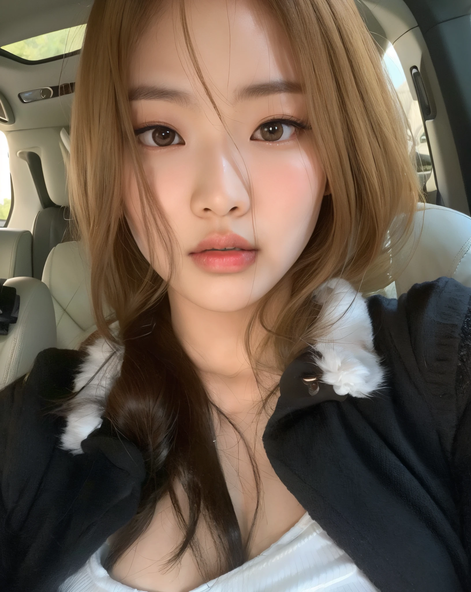 Arafed asian woman with long hair and a white top in a car, Ulzzang, young adorable korean face, ****** coreana, ****** bonito-fino-cara, wan adorable korean face, young cute wan asian face, linda mulher coreana jovem, 🤤 retrato da ******, Mulher sul-coreana bonita, 19-year-old girl, Jaeyeon Nam