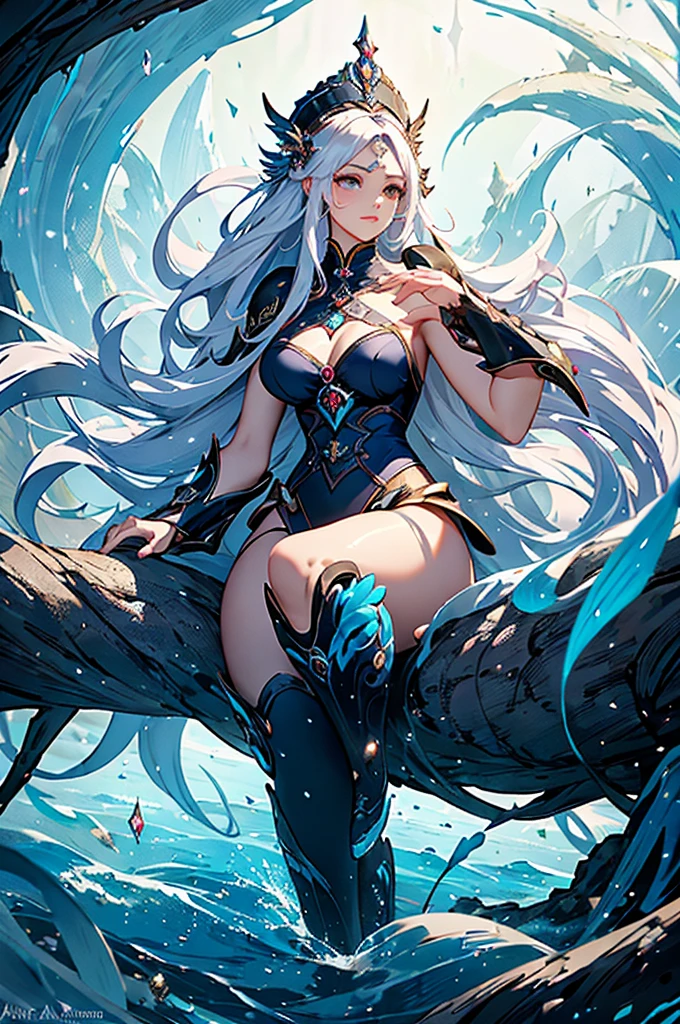 Hay una mujer reina del Mar, Hermosa obra de arte digital, Arte digital 4K altamente detallado, a beautiful empress of fantasy, Arte detallado de alta calidad 8K, fantasy beautiful, Fantasy art, chinese fantasy