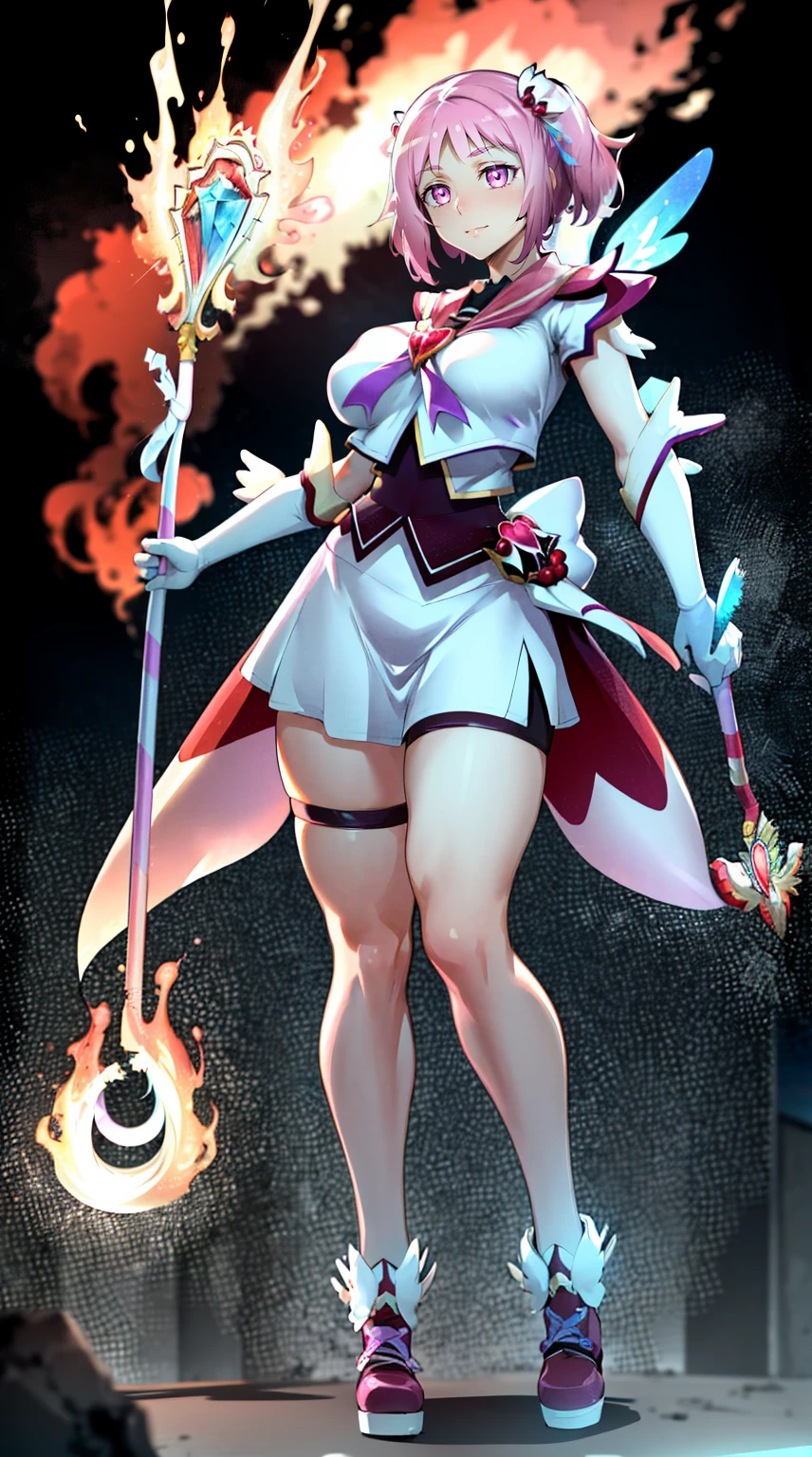 masterpiece, best quality, indoors, mamikafairy, 1girl, solo, looking at viewer,, hand arms full body,boots, standing,cute,breast, curvy, female,fantasy goddess,there is a cartoon picture of a woman with a very large breast, glowing divine being, glowing holy aura, inspired by Luma Rouge, the non-binary deity of spring, ethereal rainbow nimbus, the butterfly goddess of fire, inspired by Mariel, glowing aura around her, astral wind, as the goddess of the saturn, “uwu the prismatic person, big breast, serious, beautiful eyes, , full body, , long robe, long dress, ,priestess ,holy, smile, god rays, ray tracing, sparkle, cinematic lighting, UHD, retina, masterpiece, ccurate, anatomically correct, textured skin, super detail, high details, high quality, award winning, best quality, highres, 1080P, HD, 4K, thunder aura, light aura,full, snak staff,closed mouth, huge breast, curvy, bimbo, standing, heroic, pose, background ruin of a misterios city,UHD, retina, masterpiece, ccurate, anatomically correct, textured skin, super detail, high details, high quality, award winning, best quality, highres, 1080P, HD, 4K, sun aura
