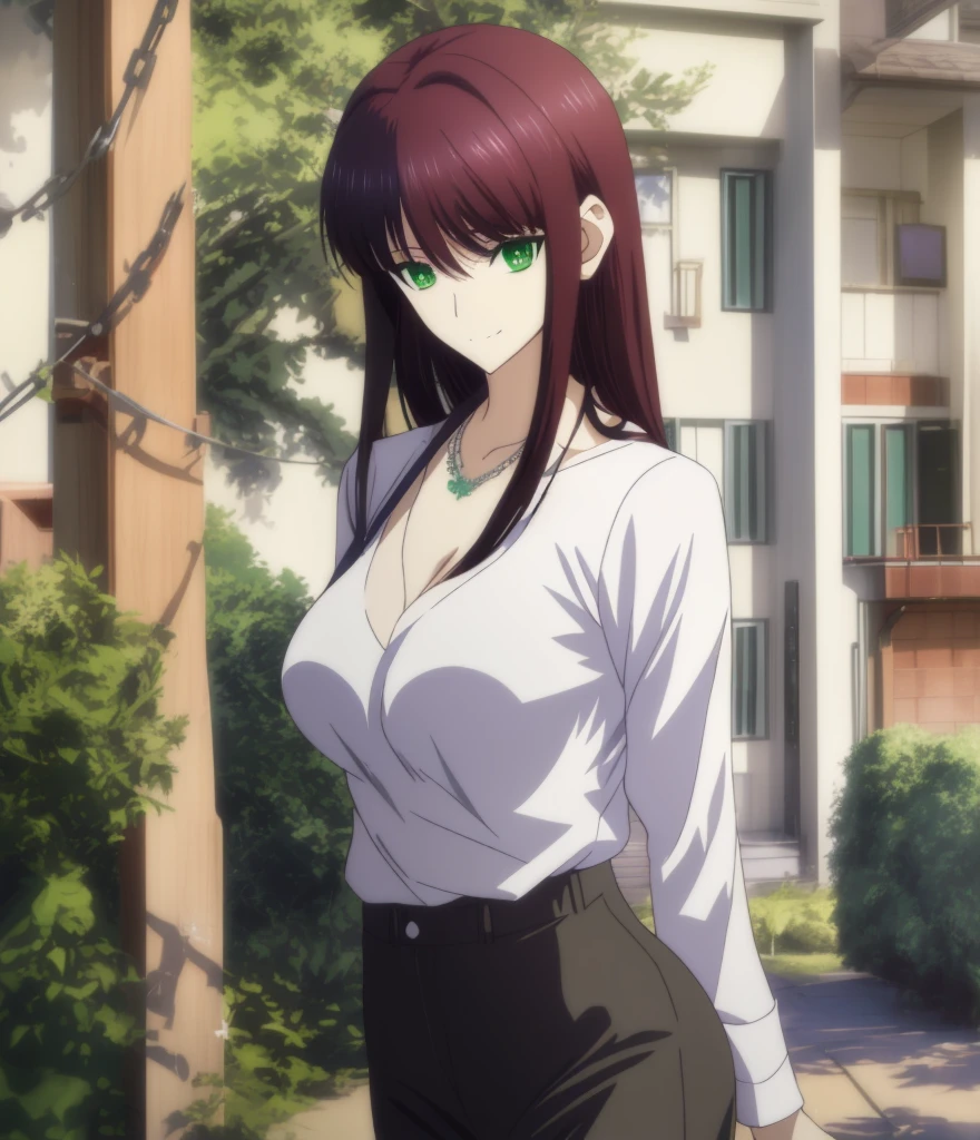 Long coat,girl wearing a long coat,黒のトップとブルー jeansを着て歩道を歩くanime girl, Forest cityscape behind her, anime moe art style, Created at Anime Artist Studio, anime style. 8K, Try generating a girl wearing a coat,HDR, Super detailedなイラスト, highly detailed face, RAW photo, film grain, Are standing,connect UHD and 8K, 長い赤紫髪と緑の目をしたanime girl,anime moe art style, 若いanime girlの接写, Smooth anime CG art,beautiful anime high school girl, anime moe art style, surreal high school girl, Seductive anime girl, anime girl, 魅力的なanime girl, surreal high school girl, anime girl,8K UHD, High resolution,Very detailed CG, high quality shadows, Detail beautiful delicate face, ディテール美しいdelicate eyes,BREAK is(Highly detailed 8K wallpaper),(Highly detailed CG 8K wallpaper),Makima-san (chainsaw man),Scathach (fate/grand order),Reika Shimohira ,high resolution,Very delicate and beautiful CG illustration,highest quality,realistic skin feel,realistic fabric,realistic texture,(((muste piece))), (((best quality))),8K,At 32K,masterpiece,beautiful attractive anime woman,Super fine,Super detailed,High resolution,surreal high school girl,master piece, best quality, high quality, High freshness, high quality texture, high quality shadow, high detail,fine details,1 girl,high school student,solo,Soio,Only one person,Alone,There is only one person,That kind of thing,Adult-like atmosphere,beautiful long legs,beautiful breasts,beautiful thighs,toned legs,Beautiful leg lines,thin waist,mature body girl,reddish purple hair,reddish purple hair,purple hair,cassis colored hair,silky smooth hair,colorful hair,straight hair,shy smile,A happy smiling face,lively look,cute smile,cool beauty,Beautiful woman,handsome face, beautiful realism,temptation expression,bewitching face,calm expression,beautiful hair,smile,colorful eyes,green eyes,jade eyes,beautiful eyes,bright eyes,delicate eyes,jewel-like eyes,jade eyes,bulging eyes,(green eyes:1.5),captivating face,8 head body,height:171cm,彼女は首にnecklace身に着けています,necklace,beaded necklace,magatama accessories,smile,colorful eyes,green eyes,jade eyes,beautiful eyes,bright eyes,delicate eyes,jewel-like eyes,jade eyes,(((Detailed eye details))),bulging eyes,(green eyes:1.5),captivating face,model photos,, Tachi-e, high detail, modern art, romanticism, Realism, hyper realism, cinematic lighting, ray trace, Fuji color, bust shot, 8K, super detail, curate, best quality, 16 km race,outdoor,bustling street,black turtleneck,blue pants,jeans,blouson,private server,winter,stroll,daytime,walking,cowboy shot,orange color winter jackets,blue sky