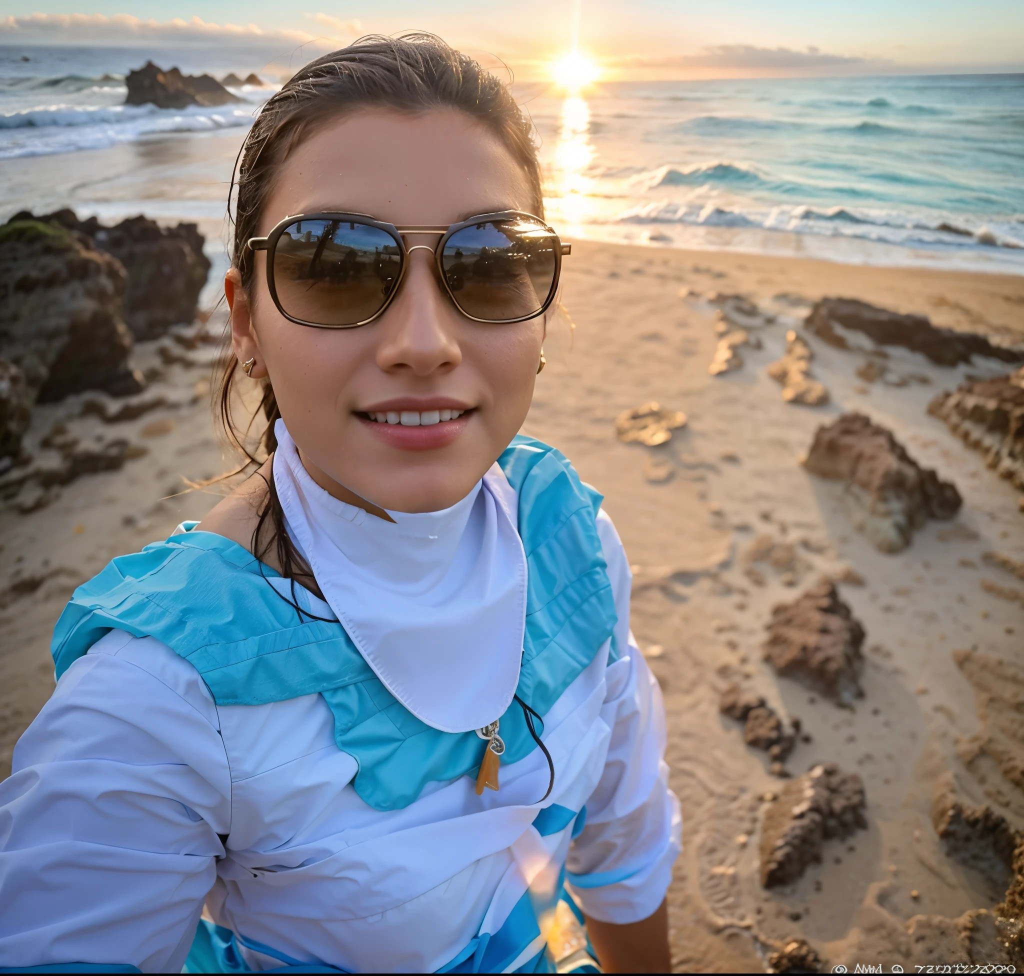 mulher tirando uma selfie na praia com seu celular, imagem de perfil, posando em uma praia com o oceano, Fotografia tirada em 2 0 2 0, na praia, foto de praia, standing near the beach, Kimberly Asstyn, em uma praia, na praia, no mar, standing at the beach, 3 0 anos mulher, on the ocean water