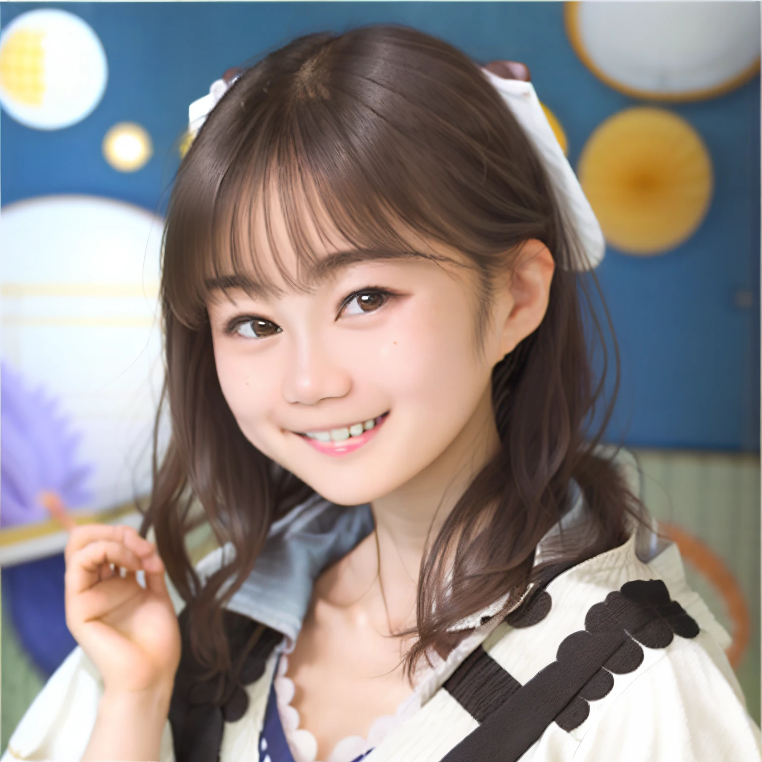 Small breasted Japanese girl bra looks at me and smiles