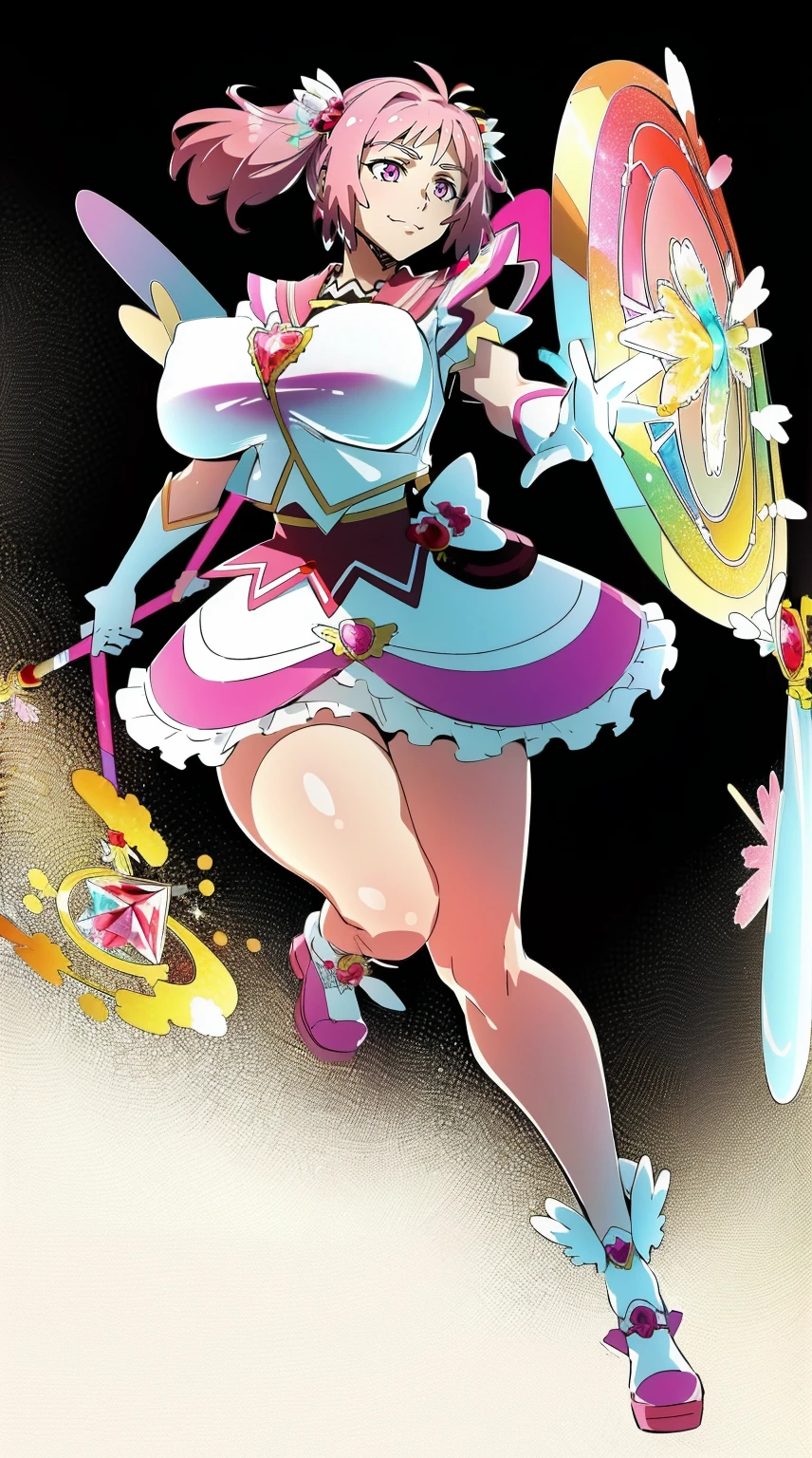 masterpiece, best quality, indoors, mamikafairy, 1girl, solo, looking at viewer,, hand arms full body,boots, standing,cute,breast, curvy, female,fantasy goddess,there is a cartoon picture of a woman with a very large breast, glowing divine being, glowing holy aura, inspired by Luma Rouge, the non-binary deity of spring, ethereal rainbow nimbus, the butterfly goddess of fire, inspired by Mariel, glowing aura around her, astral wind, as the goddess of the saturn, “uwu the prismatic person, big breast, serious, beautiful eyes, , full body, , long robe, long dress, ,priestess ,holy, smile, god rays, ray tracing, sparkle, cinematic lighting, UHD, retina, masterpiece, ccurate, anatomically correct, textured skin, super detail, high details, high quality, award winning, best quality, highres, 1080P, HD, 4K, thunder aura, light aura,full, snak staff,closed mouth, huge breast, curvy, bimbo, standing, heroic, pose, background ruin of a misterios city,UHD, retina, masterpiece, ccurate, anatomically correct, textured skin, super detail, high details, high quality, award winning, best quality, highres, 1080P, HD, 4K, sun aura