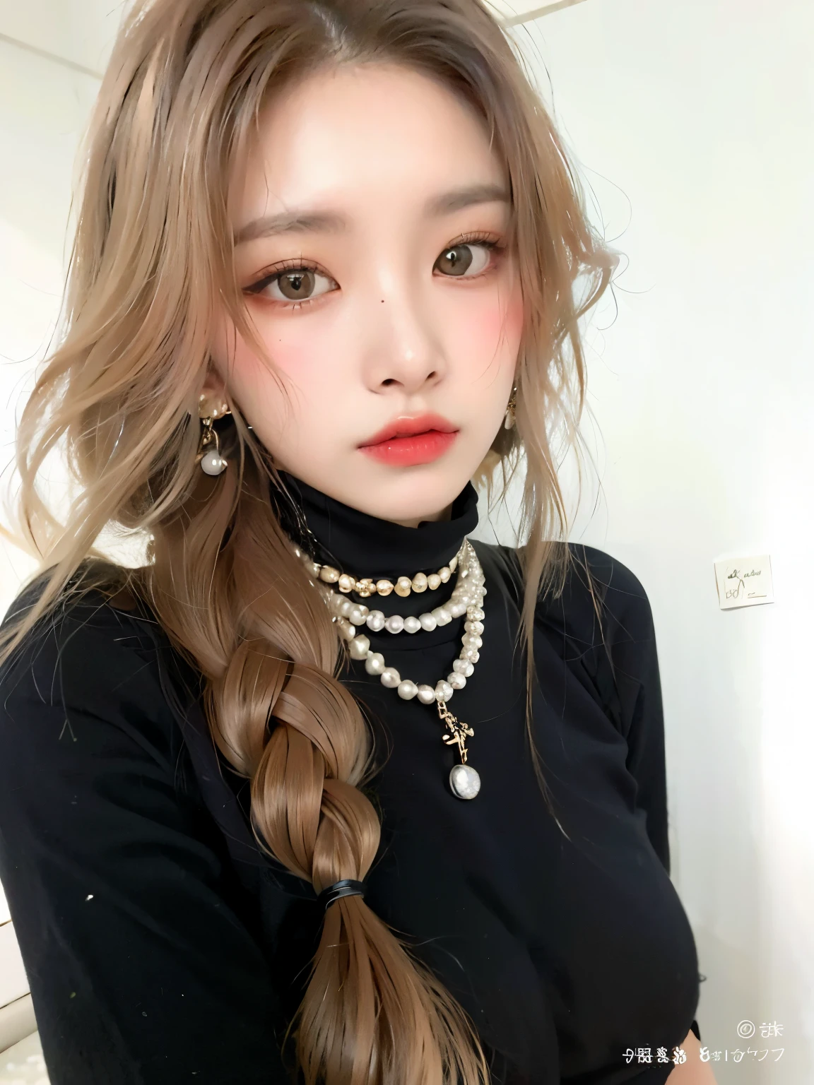 un primer plano de una mujer con cabello largo que llevaba un collar de perlas, ulzzang, collar de perlas, gargantilla perla, Chica coreana, Parque Roseanne de Blackpink, Heonhwa Choe, Blackpink Jennie, Usando pendientes de perlas, Parque Ji-min, Chica con un pendiente de perlas, Jinyoung Shin, 1 8 yo, perlas, 19 year old girl