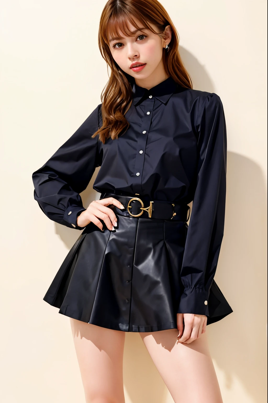 masterpiece, best quality, full body, 1girl, bangs, black choker, necktie, black hair, pink skirt, blush, bracelet, breasts, choker, clothes around waist, bows,collarbone, collared shirt, cowboy shot, lace dress shirt, ear piercing, eyebrows visible through hair, gradient hair, grin, gyaru, jewelry, kogal, long hair, looking at viewer, loose necktie, necktie, piercing, brown eyes, ring, school uniform, shirt, skirt, smile, solo, white shirt, street, sky, cherry blossoms, petals,illustration, (magazine:1.4), (cover-style:1.3), fashionable, woman, vibrant, outfit, posing, front, colorful, dynamic, background, elements, confident, expression, holding, statement, accessory, majestic, coiled, around, touch, scene, text, cover, bold, attention-grabbing, title, stylish, font, catchy, headline, larger, striking, modern, trendy, focus, fashion,