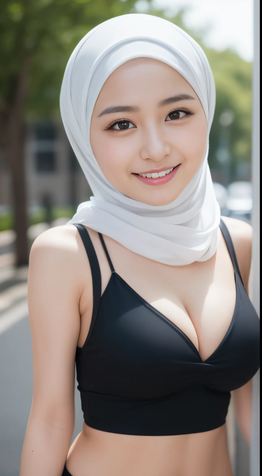 colorful bellydancer, harem, cleavage, (((hijabi))), masterpiece, best quality, 8k, 18yo, teen, raw photo, absurdres, award winning portrait, smile, smile, solo, night, neon, idol face, violaceaess, gardeniass, delicate girl, DSLR, looking at viewer, candid, sophisticated, youthful, thin arms, professional lighting, film grain, chromatic aberration, (detailed eyes and face:1.0), (bokeh:1.1)