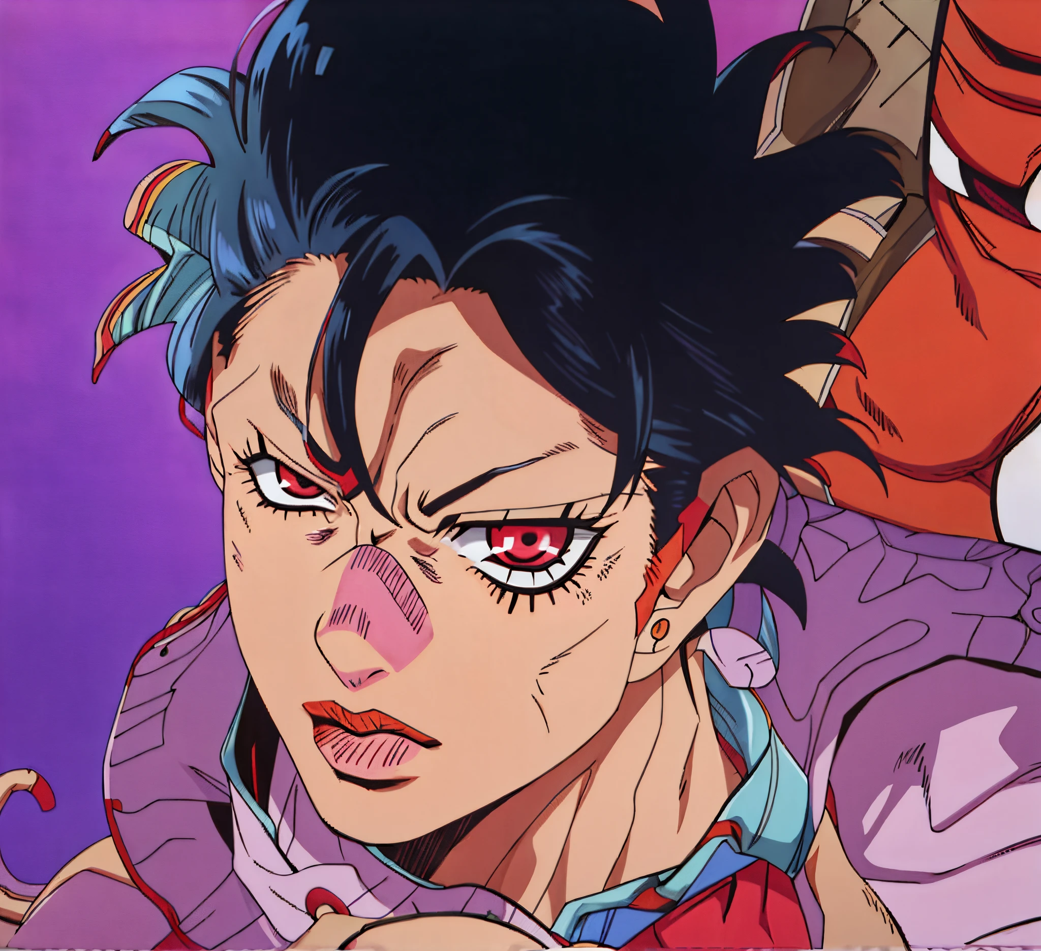 anime character with red eyes and a red tie and a red demon, kentaro miura manga art style, trigger anime artstyle, joker looks like naruto, tetsuo from akira, handsome guy in demon slayer art, akira artstyle, futuristic tetsuo, ohararyu, official art, aramaki shinji, kentaro miura manga style, jojo style,