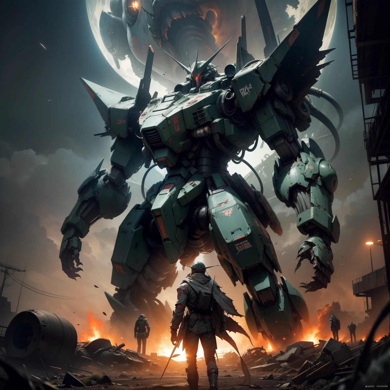 fighter mecha Cthulhu, horror style, horror, gothic, dark, mechanical Cthulhu, realistic, masterpiece,mechanical, cool mecha style, anime large mecha robot, Great Old One, Gundam, Space Station,