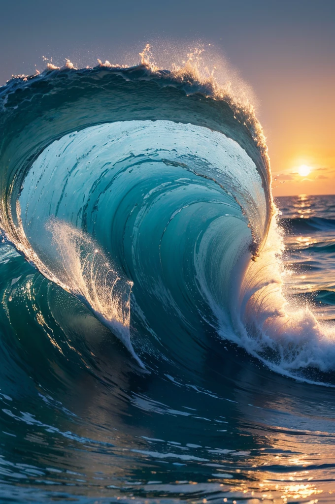 high translucent crystalline clear ocean wave, Photography Award Winner, RAW photo, absurdres, beautiful, vivid colors, (8k), (4k uhd), 16k, best quality, masterpiece, very beautiful, perfectionism, max detail, hard shadows, highest quality, vibrant, insanely detailed, expressive, nice looking, perfect, intricate details, sharp focus, ultra detailed, cinematic, wide-angle, 3 5 mm film photo still, movie still, uhd, sharp lens, depth of field, DSLR, Transparent lens flare, Golden Hour
