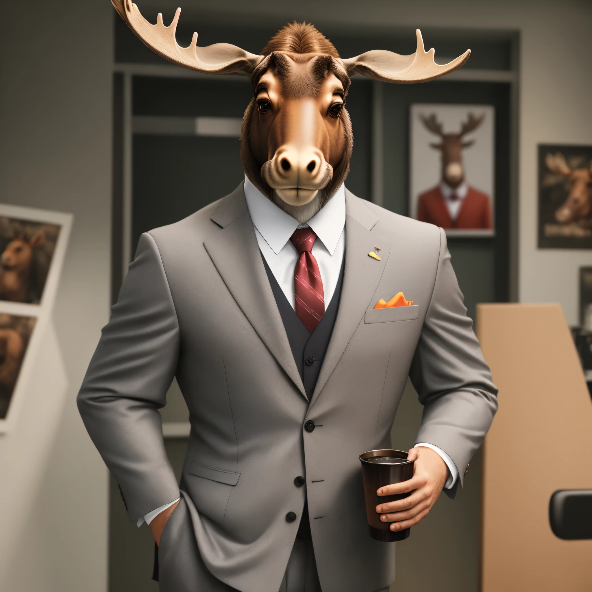 Anthropomorphic moose wearing suit news