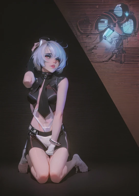 ((La mejor calidad)), ((obra maestra)), (muy detallado:1.3), ...............................................................................................................................................3D, Beautiful (cyberpunk:1.3) Mujer hacker, peinado corto,pelo corto, Volver al visor, cabello grueso, Terminal de ordenador operativo, Pantalla montada en la cabeza, computer server, Pantalla LCD, fiber optic cable, Logotipo de la empresa, HDR (High Dymanic Range), Trazado de rayos, NVIDIA RTX, Super resolution, Irreal 5, Subsoil Scatter, Textura PBR, Post-procesamiento, Anisotropic filtering, profundidad de campo, maximum sharpness and sharpness, Texturas multicapa, Albedo y Highlight Maps, Sombreado de superficies, Accurate simulation of light-material interactions, proporciones perfectas, Renderizado de octanaje, duotone lighting, ISO bajo, balance de blancos, Regla de los tercios, amplia apertura, 8K RAW, efficient sub-pixels, sub-pixel convolution, glow particles, dynamic pose