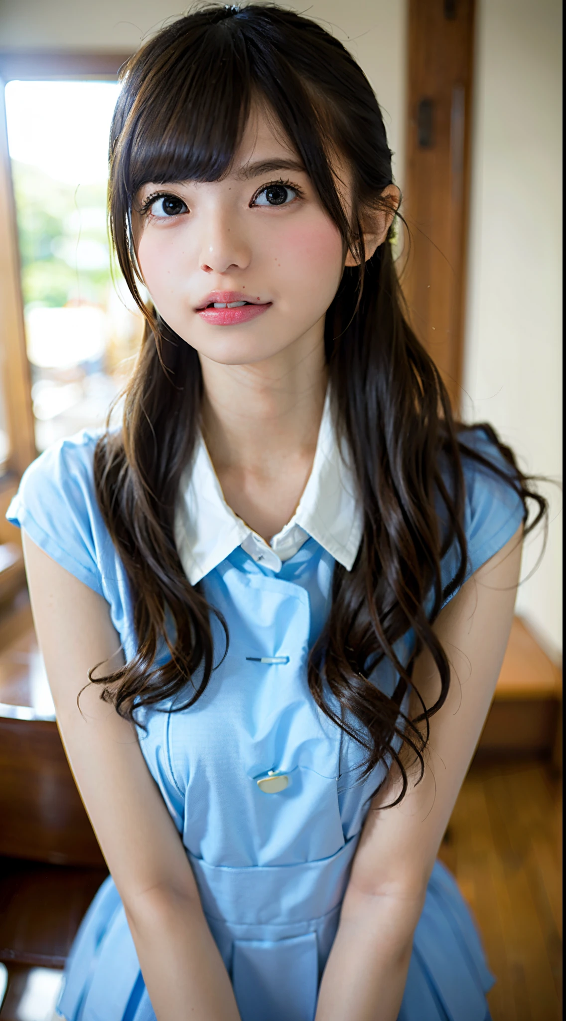 1girl, solo,(best quality),(masterpiece:1.1), full body, looking_at_viewer, dynamic angle, school uniform, cute, clear facial skin,