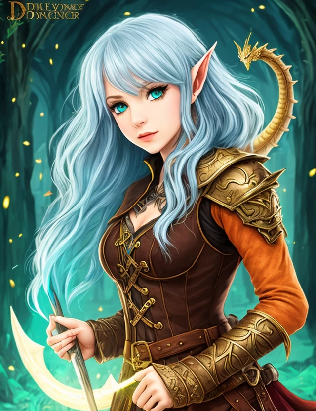 D&D, Dungeons and Dragons, Pirate, Dragon born half elf, light blue hair, pail white skin, yellow dragon eyes, bard, woman