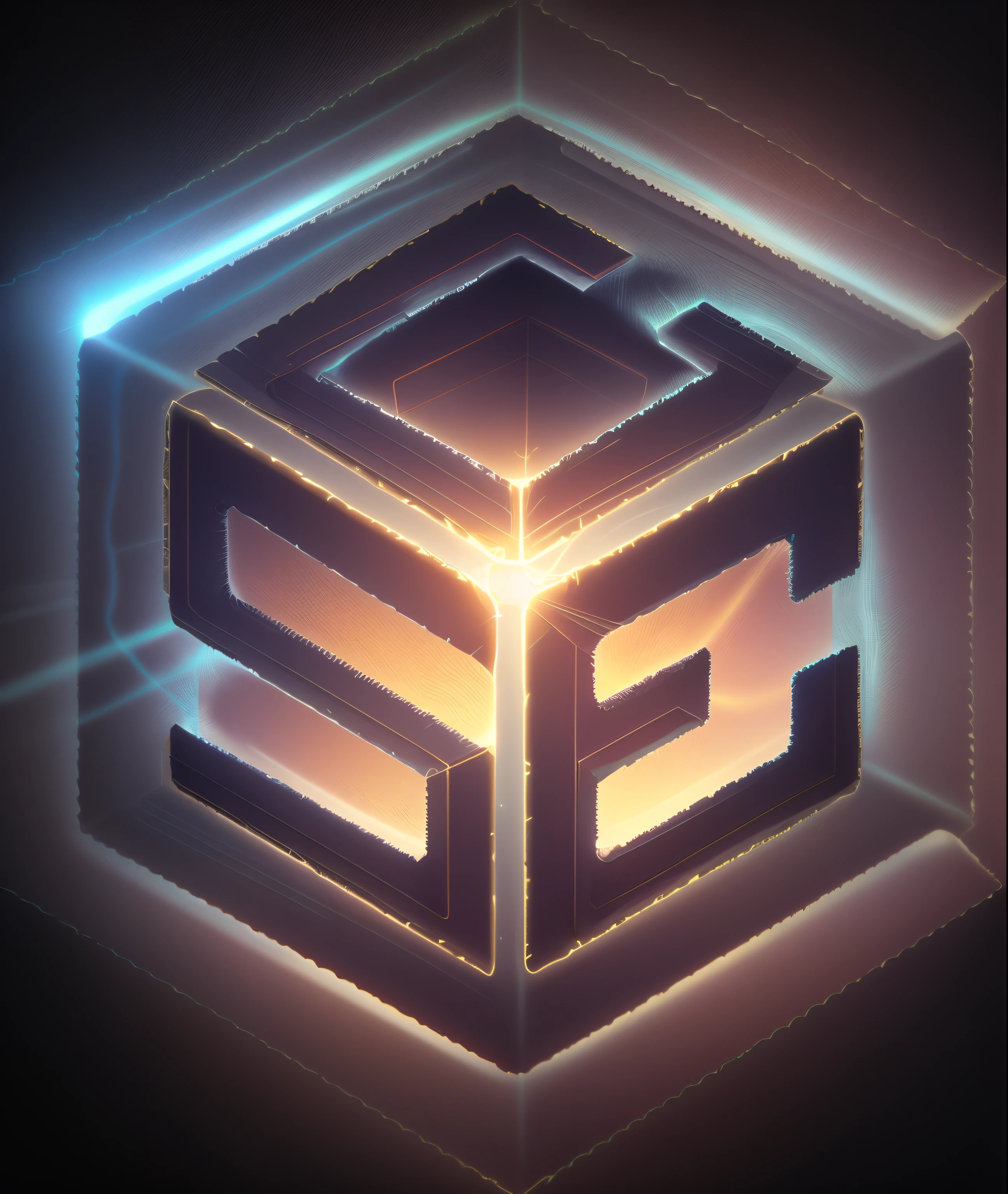 Metatron Cube, the source of cosmic knowledge.Mysterious border with twisted lines texture