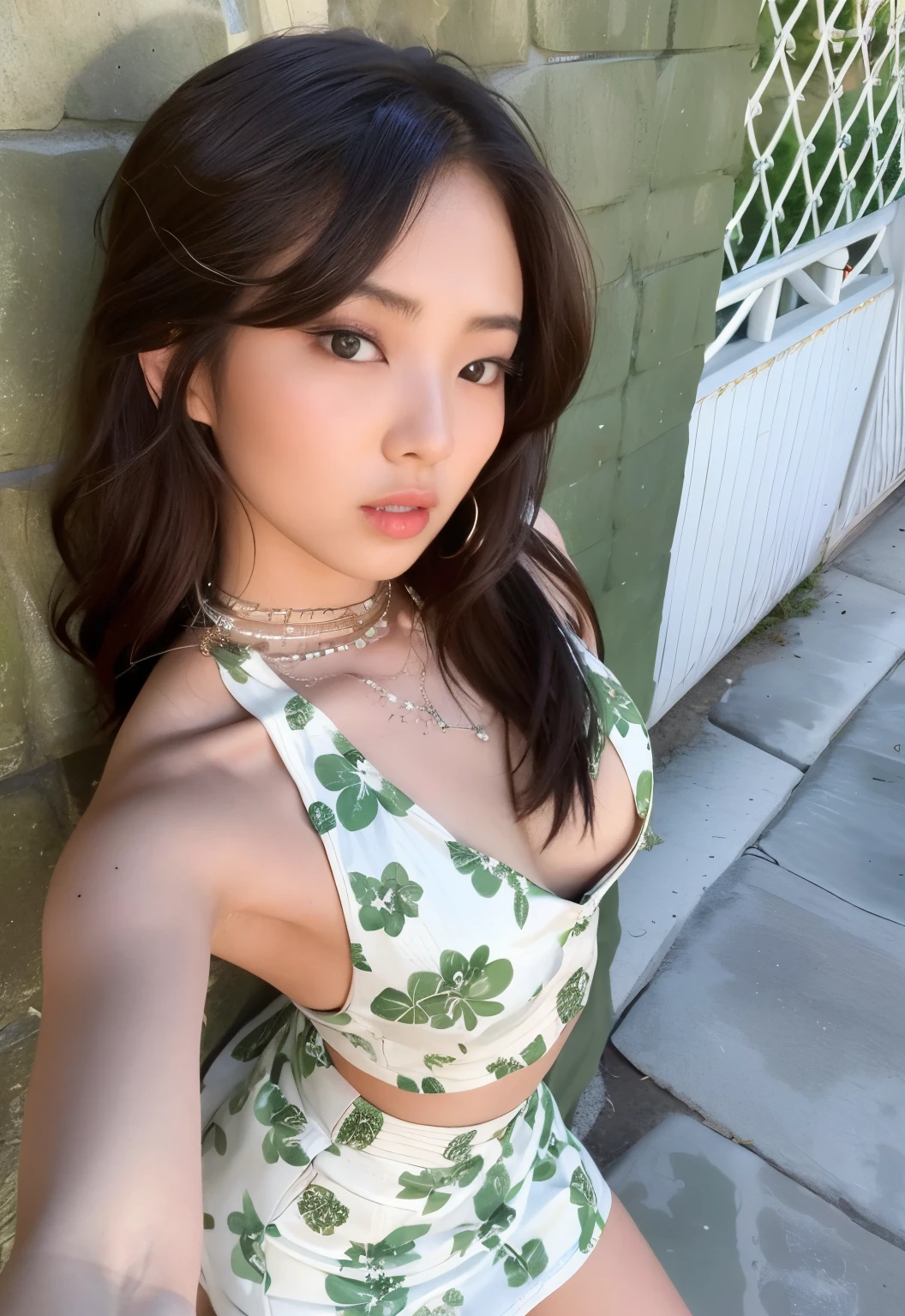 Asian woman looking stunning in green and white floral top and shorts, Jinyoung Canela, Beautiful Asian girl, Asian girl, coreana, linda mulher coreana jovem, Heonhwa Choe, TaeJune Kim, Ulzzang, mulher coreana jovem bonita, Jaeyeon Nam, Mulher sul-coreana bonita, young asian girl, Lulu Chen, Xision Wu, gemma chen