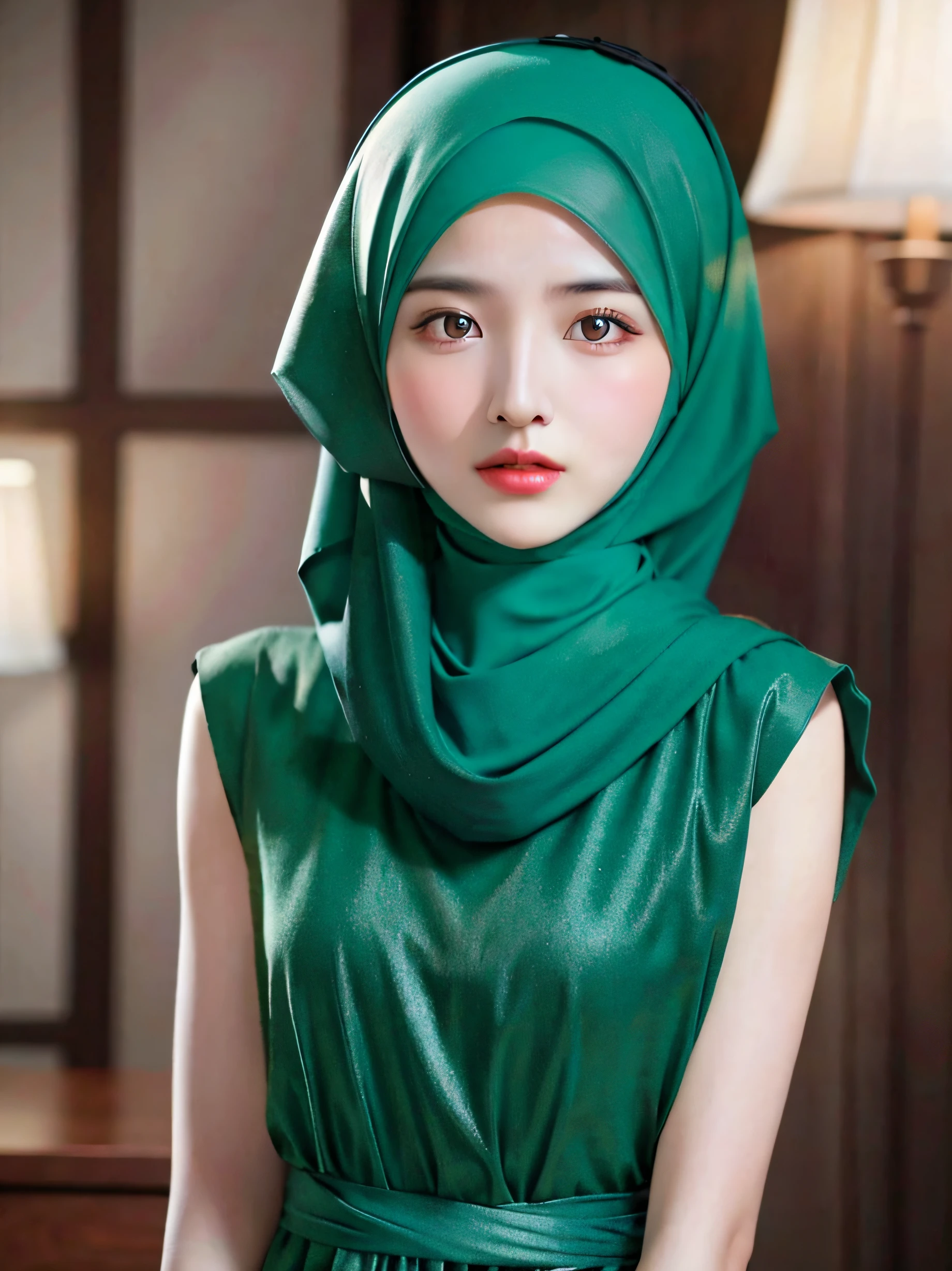 best quality, masterpiece, highres, (moslem female dress:1.4), necklace, Beautiful face, (upon body from head to waist:1.37), tyndall effect, photorealistic, dark studio, rim lighting, two tone lighting, 8k uhd, dslr, soft lighting, high quality, volumetric lighting, candid, Photograph, high resolution, 4k, 8k, Bokeh, (hyperrealistic girl), (illustration), (high resolution), (extremely detailed), (best illustration), (beautiful detailed eyes), (best quality), (ultra-detailed), (masterpiece), (wallpaper), (photorealistic), (natural light), (rim lighting), (detailed face), (high detailed realistic skin texture), (anatomically correct), (solo), (1 girl), (heterochromic eyes), (detailed eyes), (sparkling eyes), (long legs), (dynamic pose), (concentrated expression), (wearing hijab:1.4), (moslem headscarf:1.37), reading glasses.