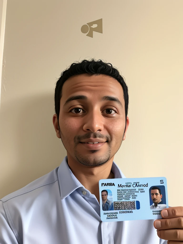 arafed man holding a fake id card with a picture of a man, 4 0 years old man, photo taken in 2020, professional profile picture, profile picture, about 35 years old, passport photo, ssr card, mohamed chahin, very accurate photo, official, 32 years old, 38 years old, 27 years old