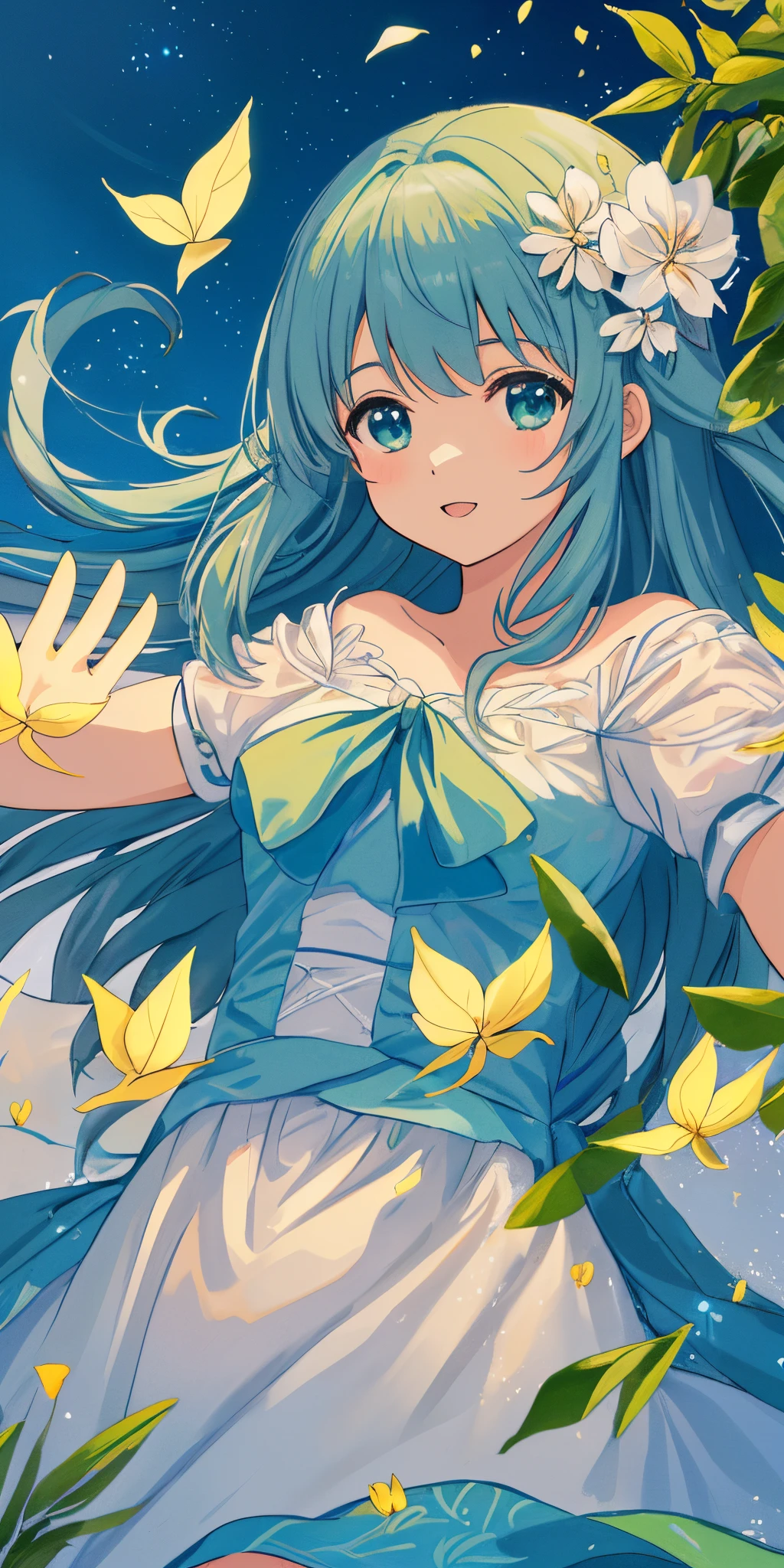 Obra-prima, melhor qualidade, (muito detalhado CG unidade 8k papel de parede) (melhor qualidade), (best illustration), (melhores sombras) Natureza', mar azul com um pato de origami de papel, Delicate petal leaves of various colors falling in the light of the air Tracking, super detalhado --v6