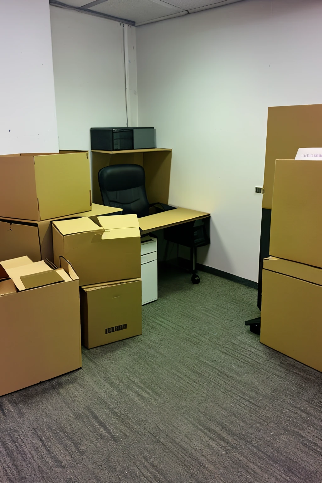 After receiving an order from the landlord to vacate the small office, the office was empty and there was little cardboard.々a certain scene。