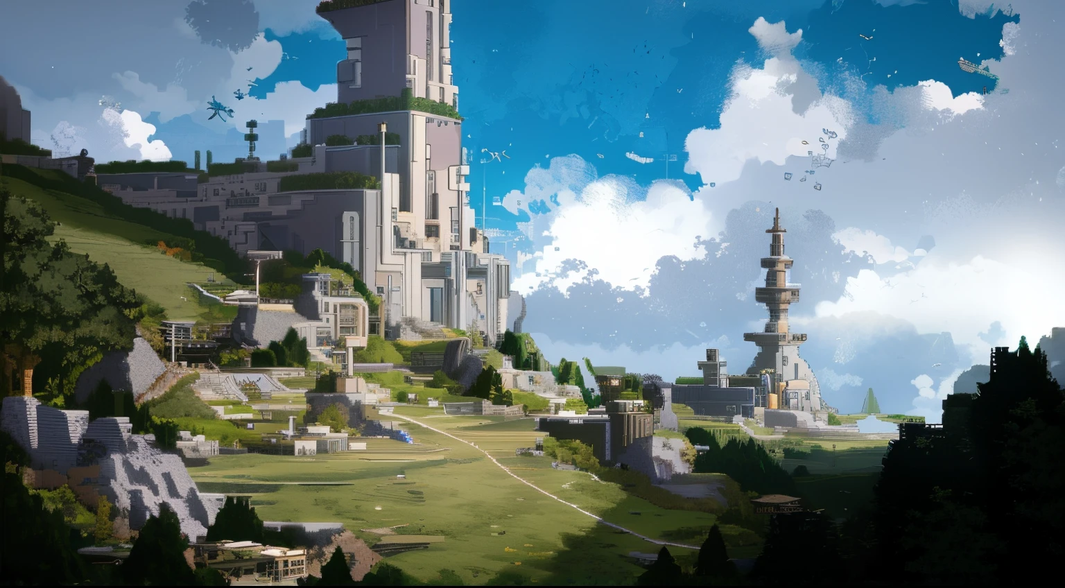 Castle in the Sky，isometric view,great trees, Floating islands, gardens,  clouds,  isometric, [Metal Slug style],  Design blueprints style, Sacrificial Activities，Fantastic,  ,comic style, hyperdetailed, dreamlike,  Colorful,  pixel art, +16bit